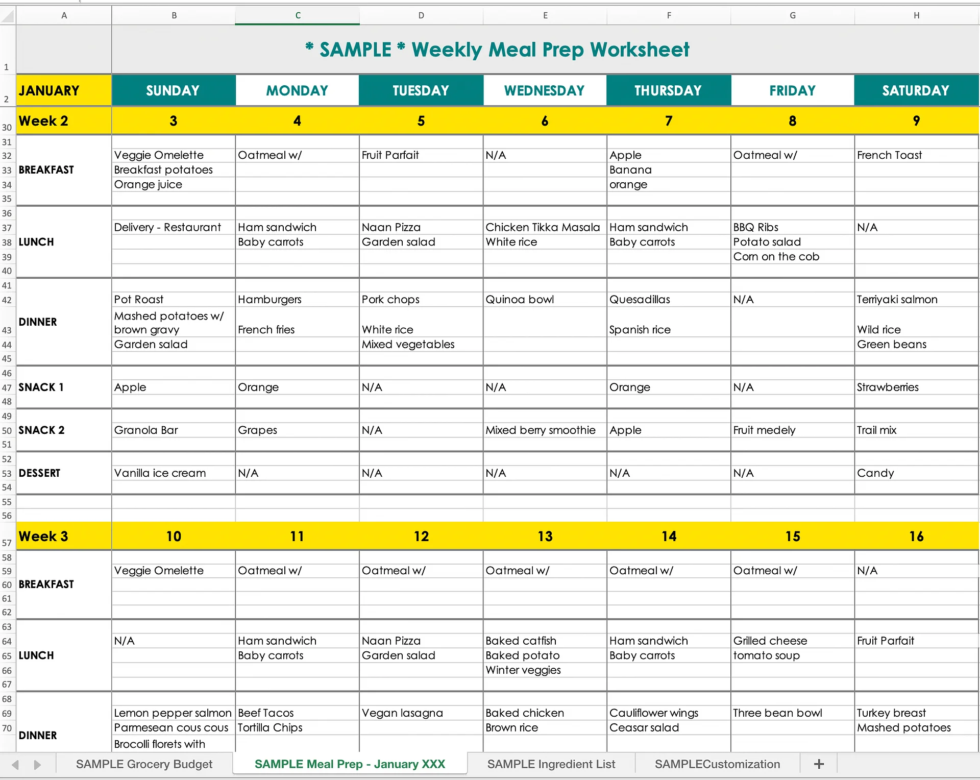 Grocery Budget & Shopping List Excel Spreadsheet Template product image (10)