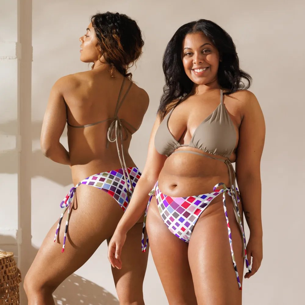 Colorful Square Pattern Design String Bikini Bottom - v1 product image (4)