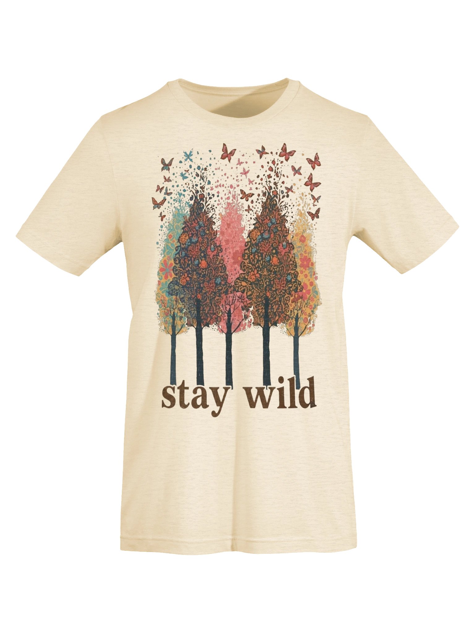 Stay Wild Boho Nature Lover Tee, Floral Butterfly Graphic Shirt product image (6)