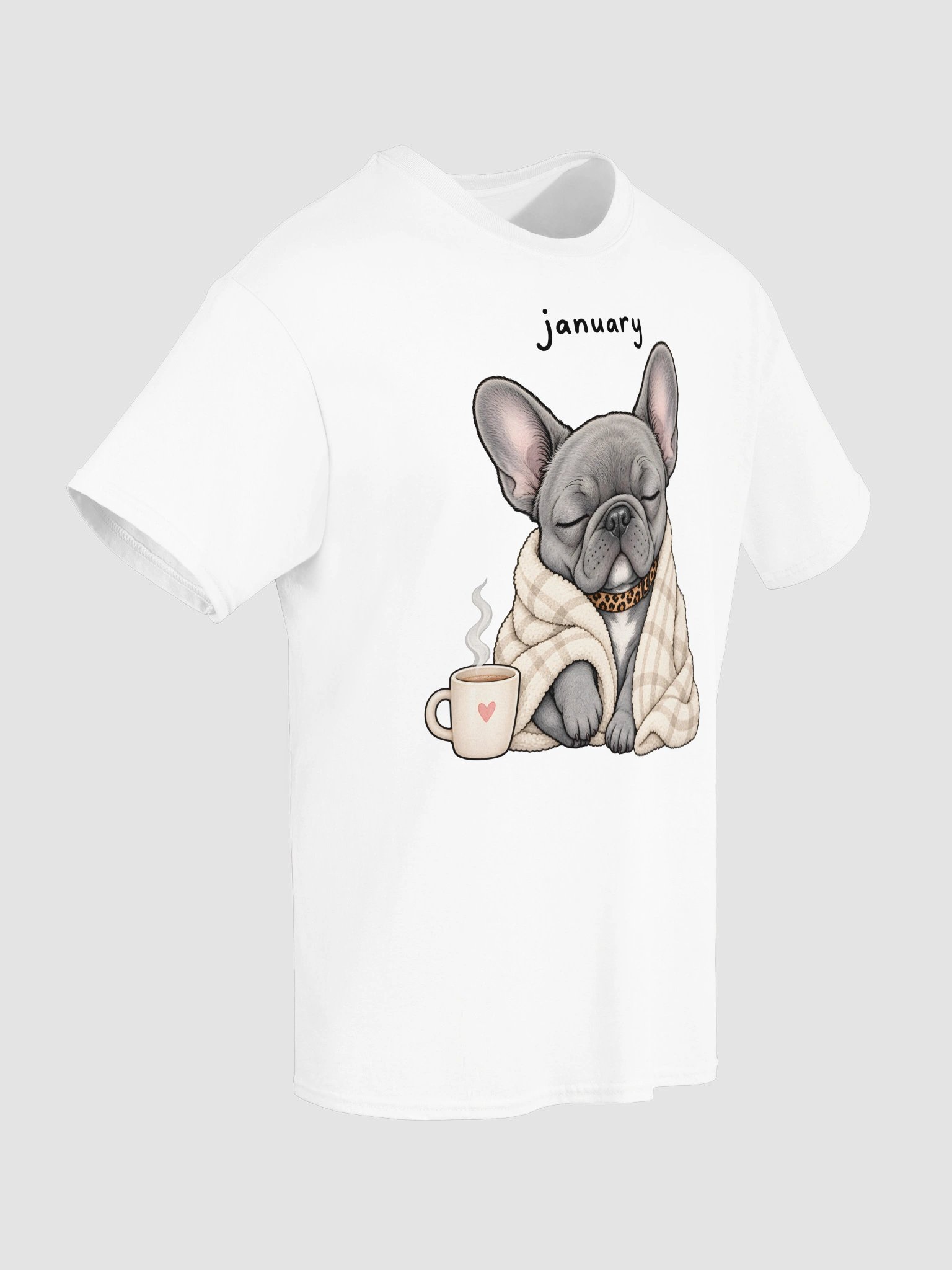 Cozy January French Bulldog Birthday Shirt - Cute Winter Dog & Coffee T-Shirt product image (5)