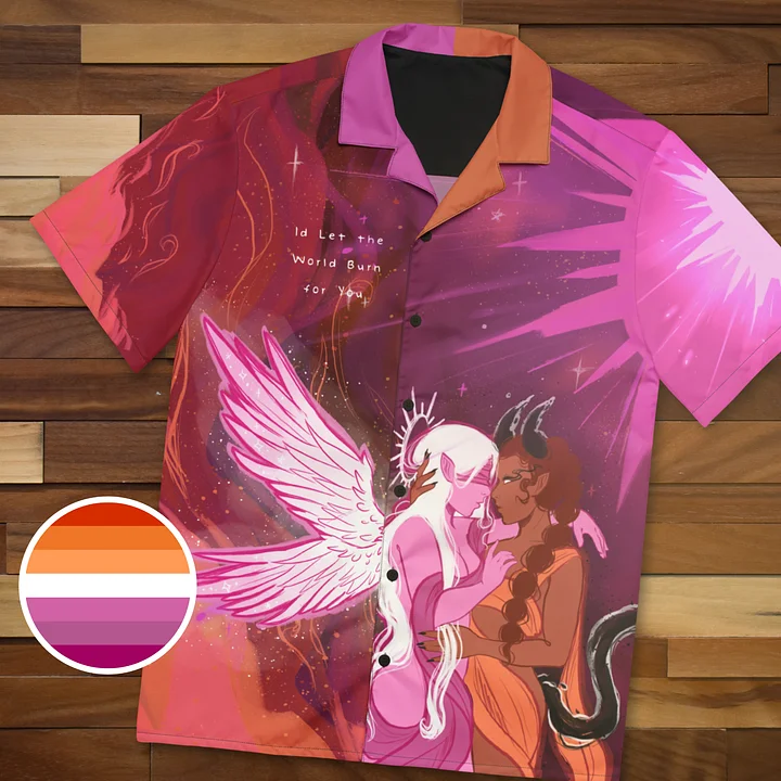 Lesbian Subtle Pride Angel x Devil Button Up Shirt product image (1)