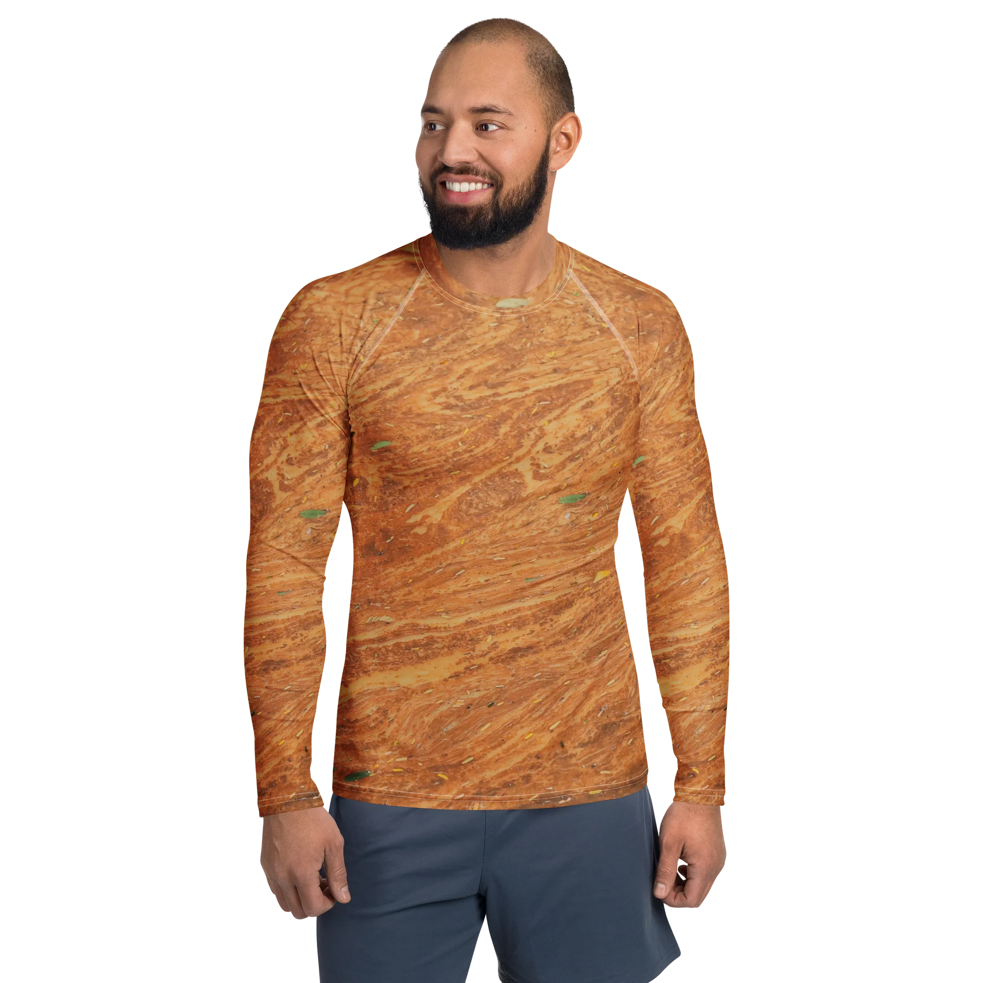 Terracotta Tea All-Over Print Men's Warm Earth Long Sleeve Rash Guard product image (1)