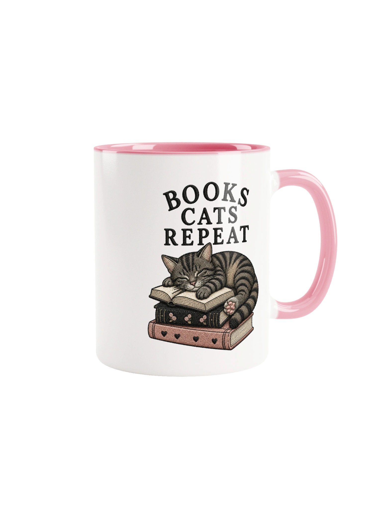 Books Cats Repeat Mug | Book Lover Gift for Cat Lovers product image (4)