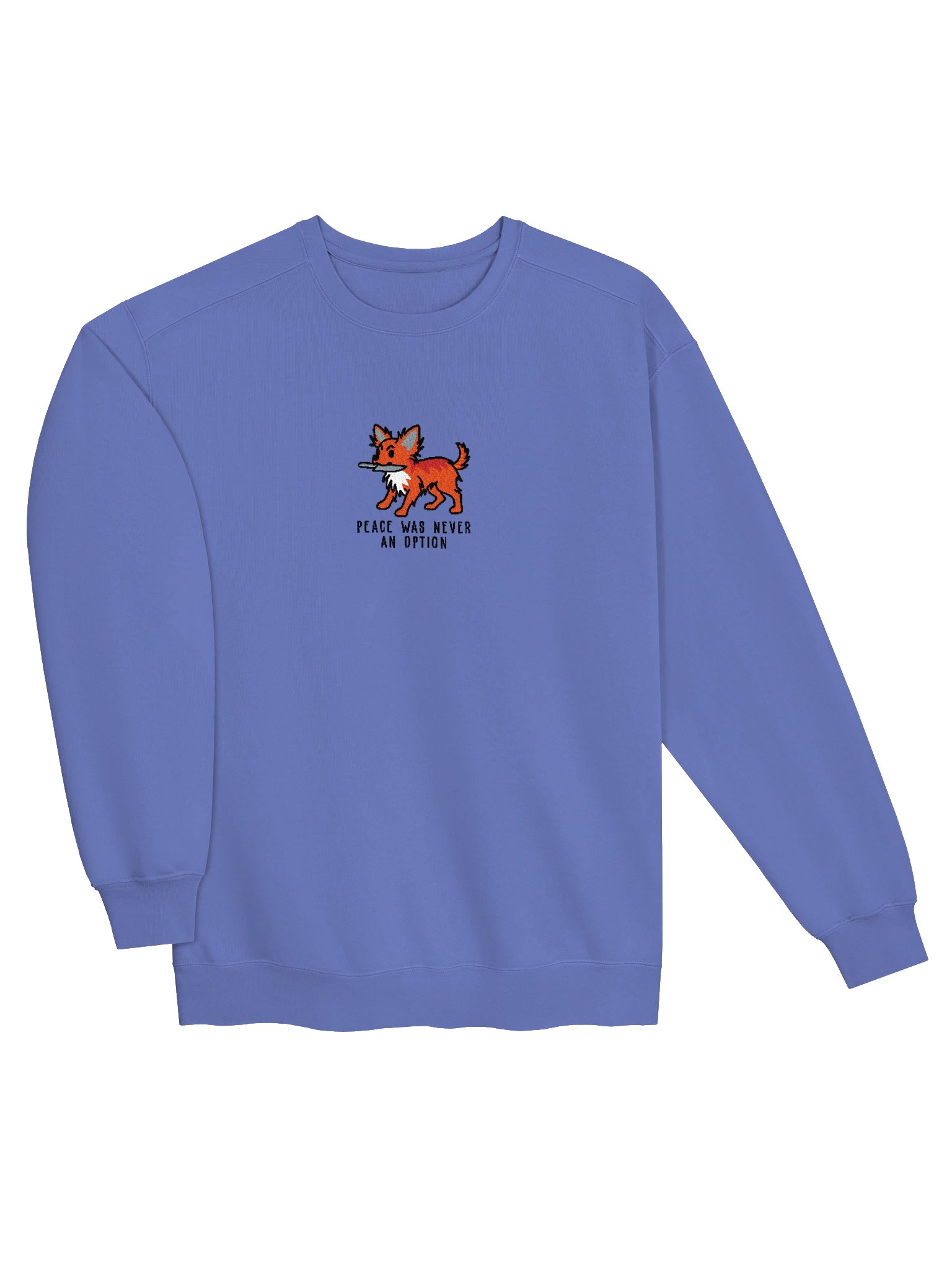 Peace Was Never an Option Funny Chibi-Style Embroidered Premium Sweatshirt for Longhaired Chihuahua(Red) Owners product image (11)