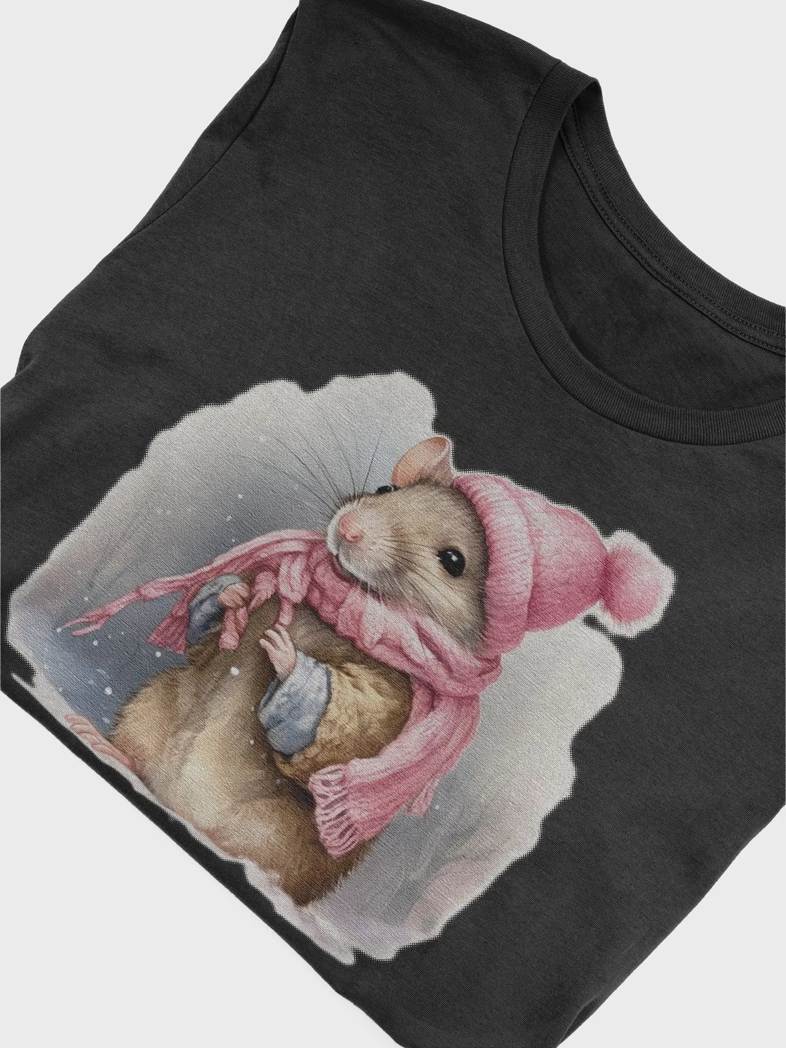 Adorable cute Mouse wearing a pink hat and scarf Supersoft T-Shirt product image (5)
