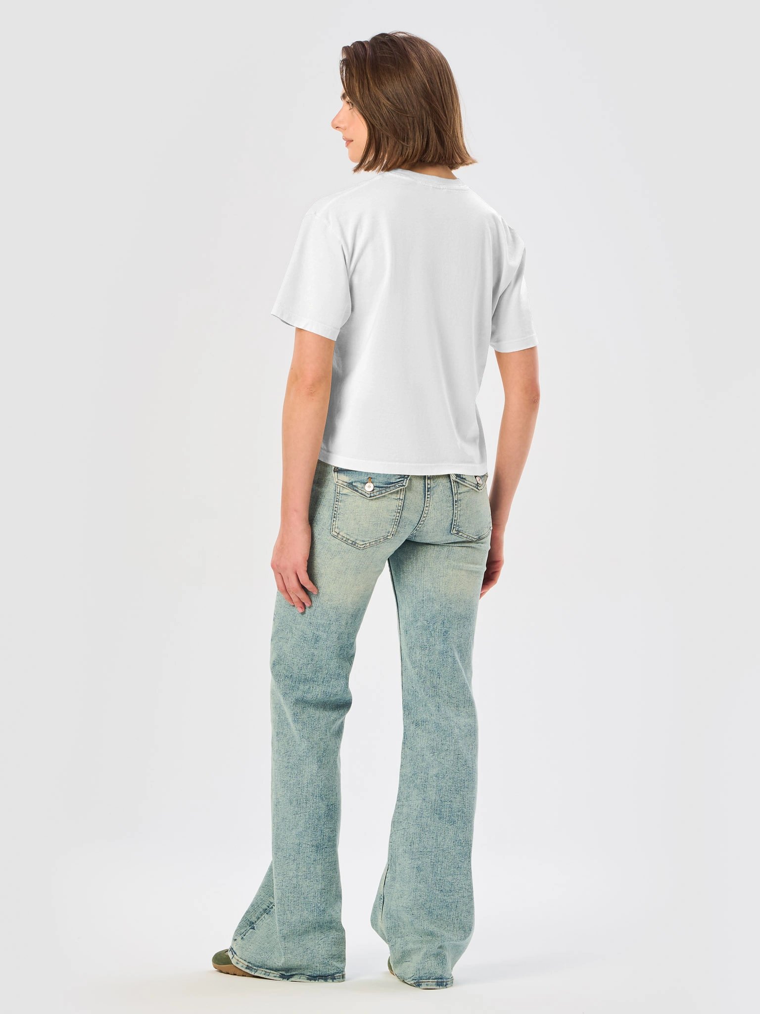 womens mid - high waisted tee white shirt product image (8)