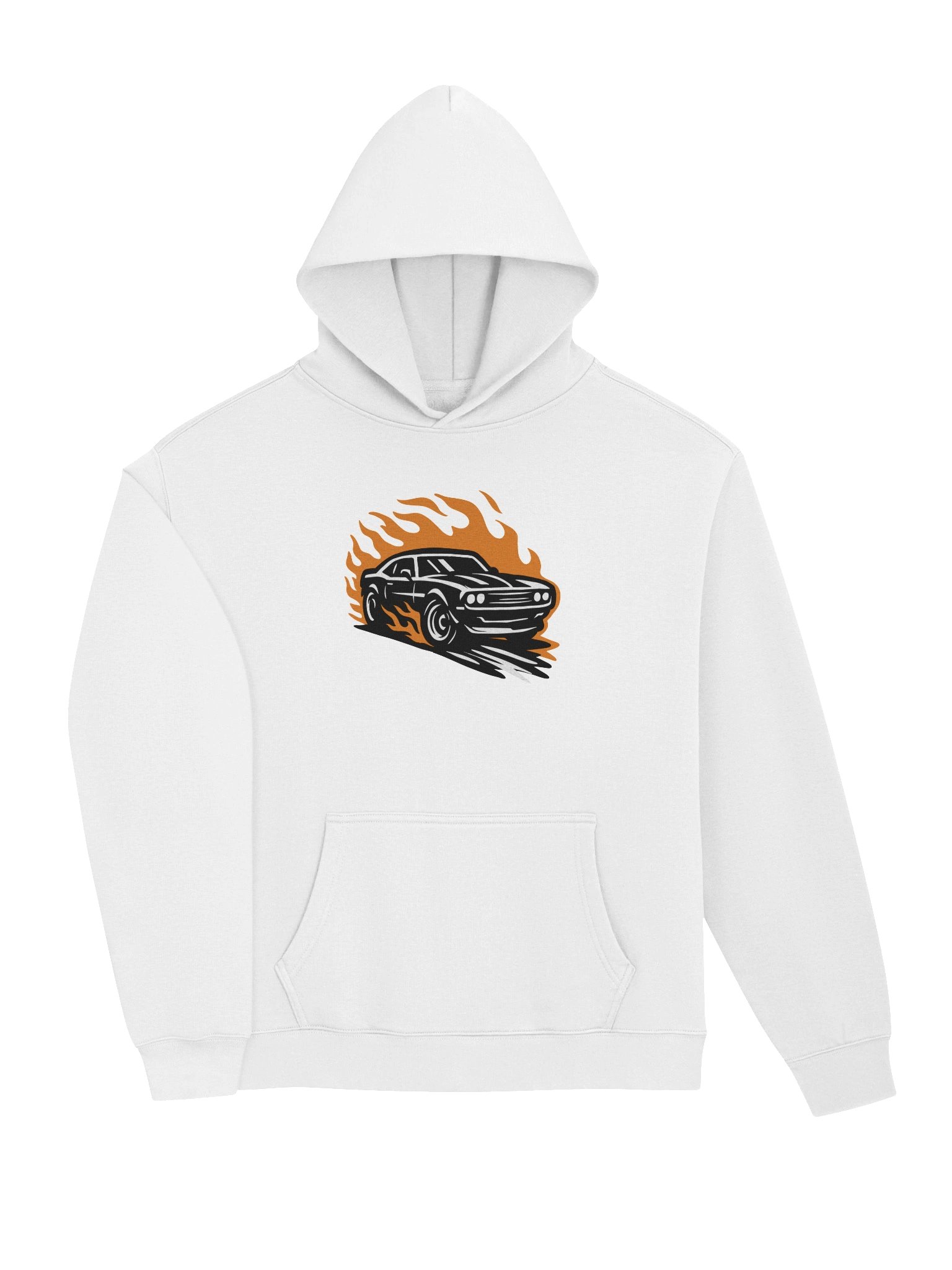 White Muscle Car On Fire HD product image (3)