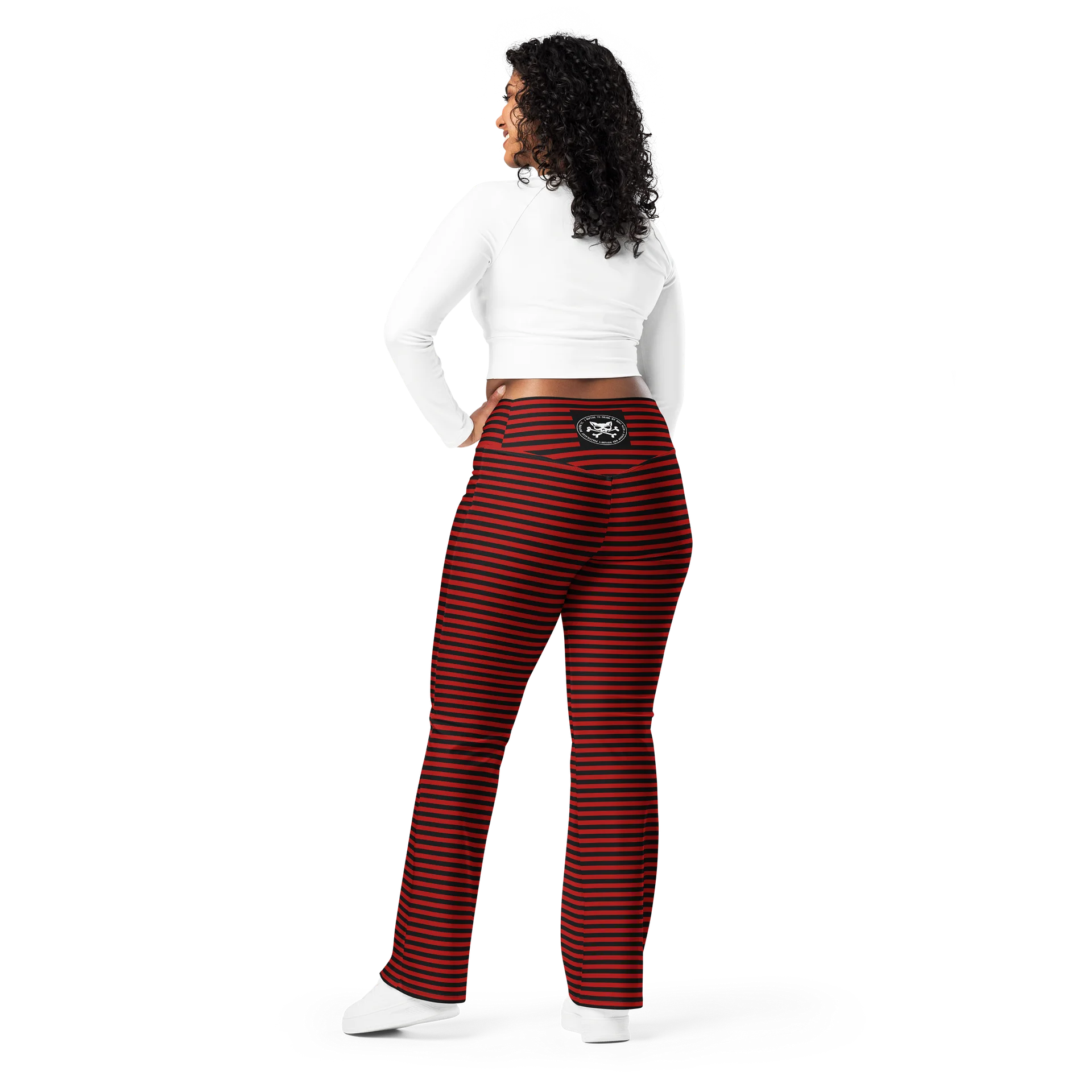 Red and Blaque Stripped Kat Skull Flares product image (4)