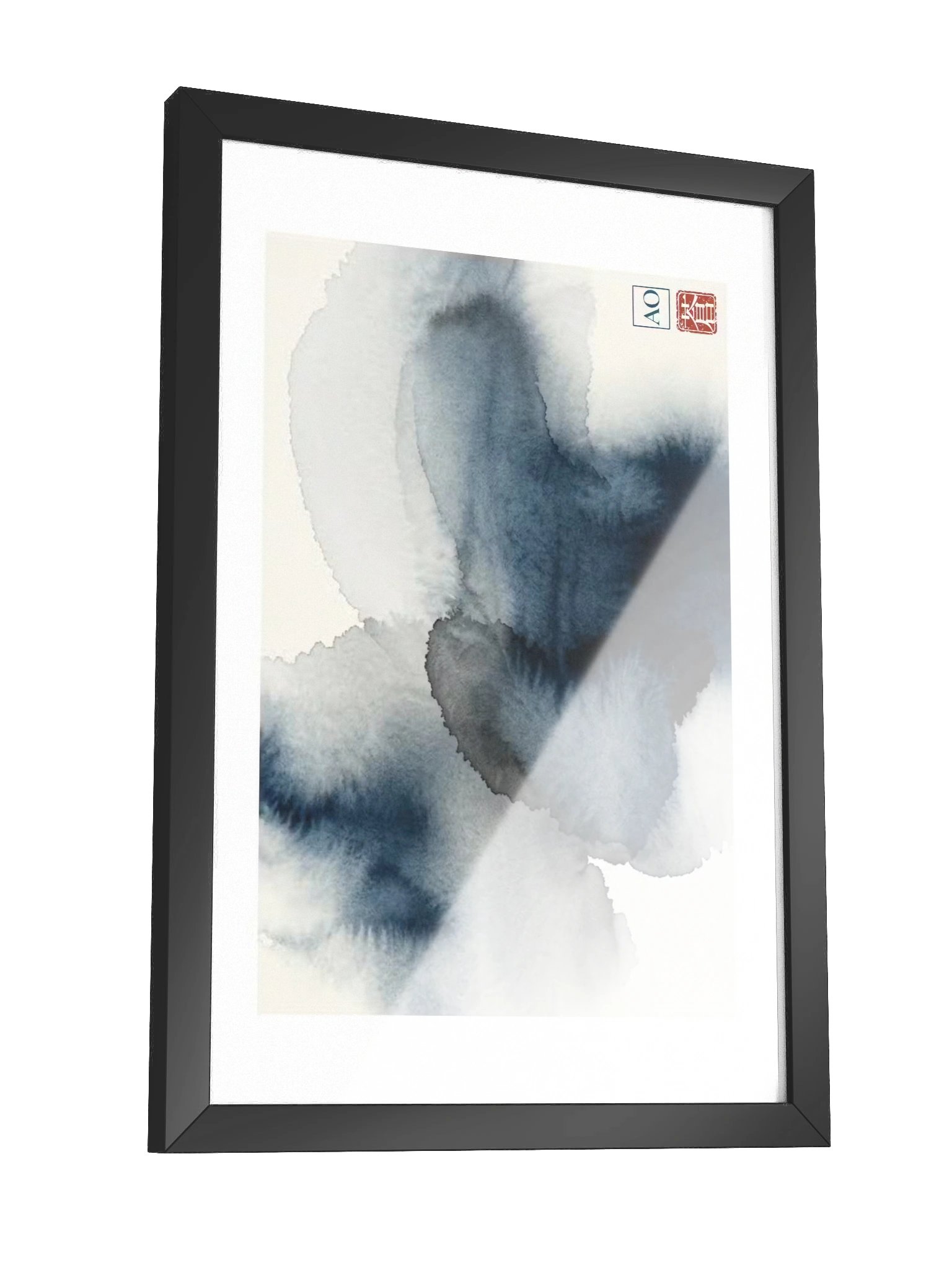 Japanese Indigo Ink Art Print | Serene Indigo Mist No.01 | Framed Wall Art - AO Japan Blue product image (3)