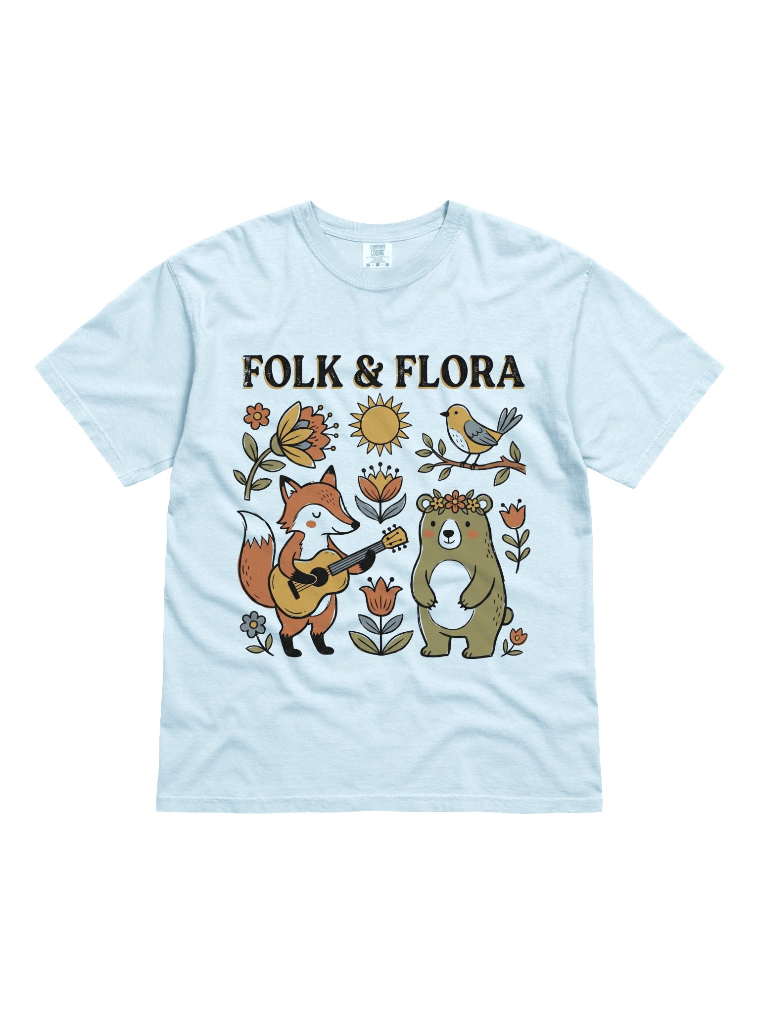 Folk & Flora Woodland Animals Tee | Folk Art Fox Bear Bird product image (25)