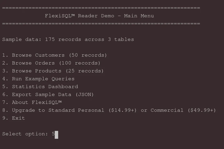 FlexiSQL™ Reader Demo (v0.1.1) - Linux & Windows (PC Package) product image (1)
