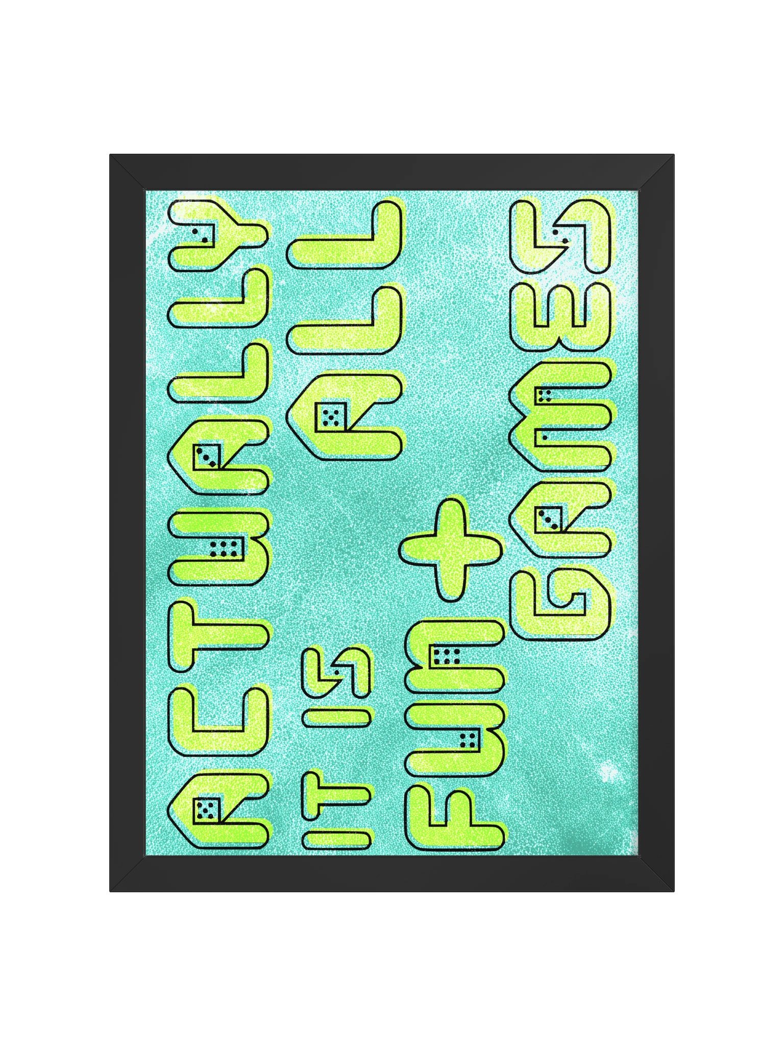 Neon Glitch Risograph Board Game Room Poster - FRAMED product image (1)