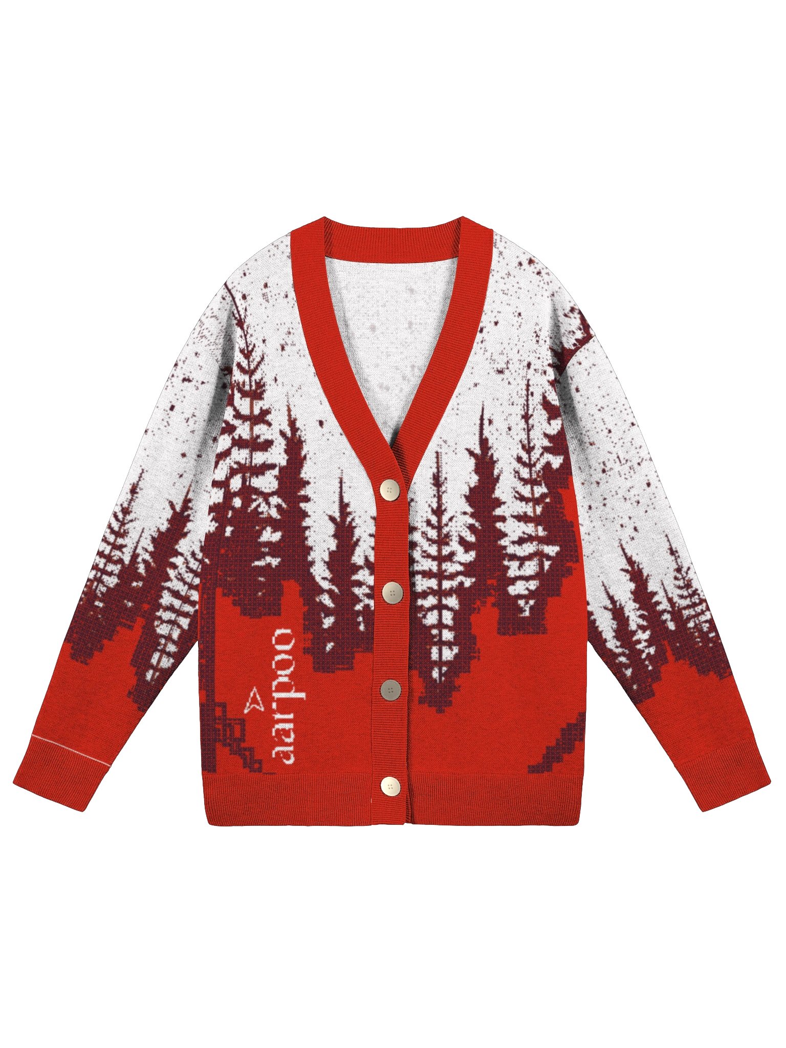 Aarpoo Red Christmas Tree Unisex Knitted Cardigan Without Pocket product image (1)