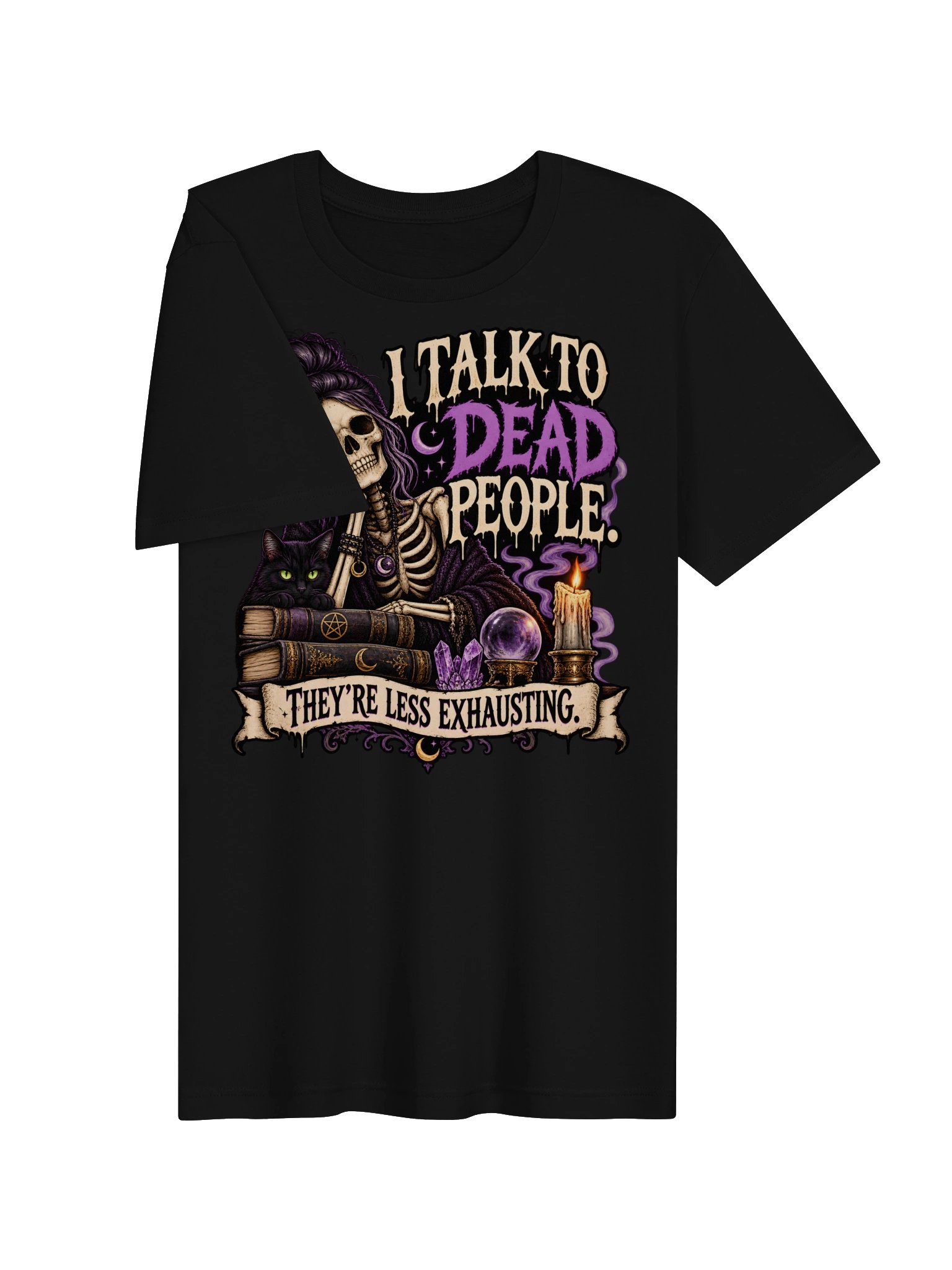 I Talk to Dead People Gothic Skeleton Cat Tee product image (21)