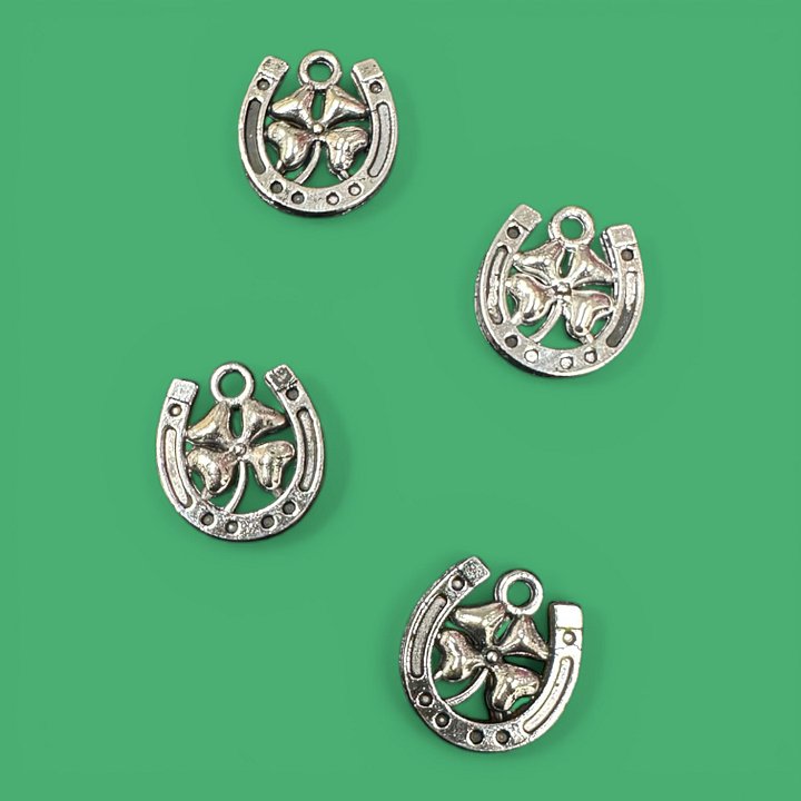 Double Luck Horse Shoe Shamrock Silver Whinny Winners Braid and Bridle Charms for Horses | Little Shop of Ponies product image (1)