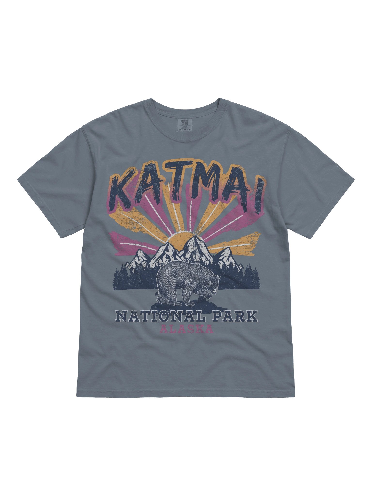 Katmai National Park Alaska Shirt – Vintage Bear Mountain Retro Sunset Travel Tee product image (4)