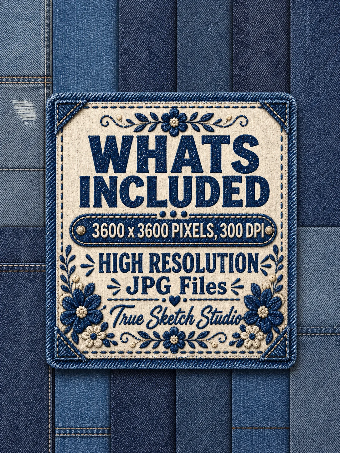 1300 Denim Digital Papers, Jeans Fabric Texture Bundle product image (2)