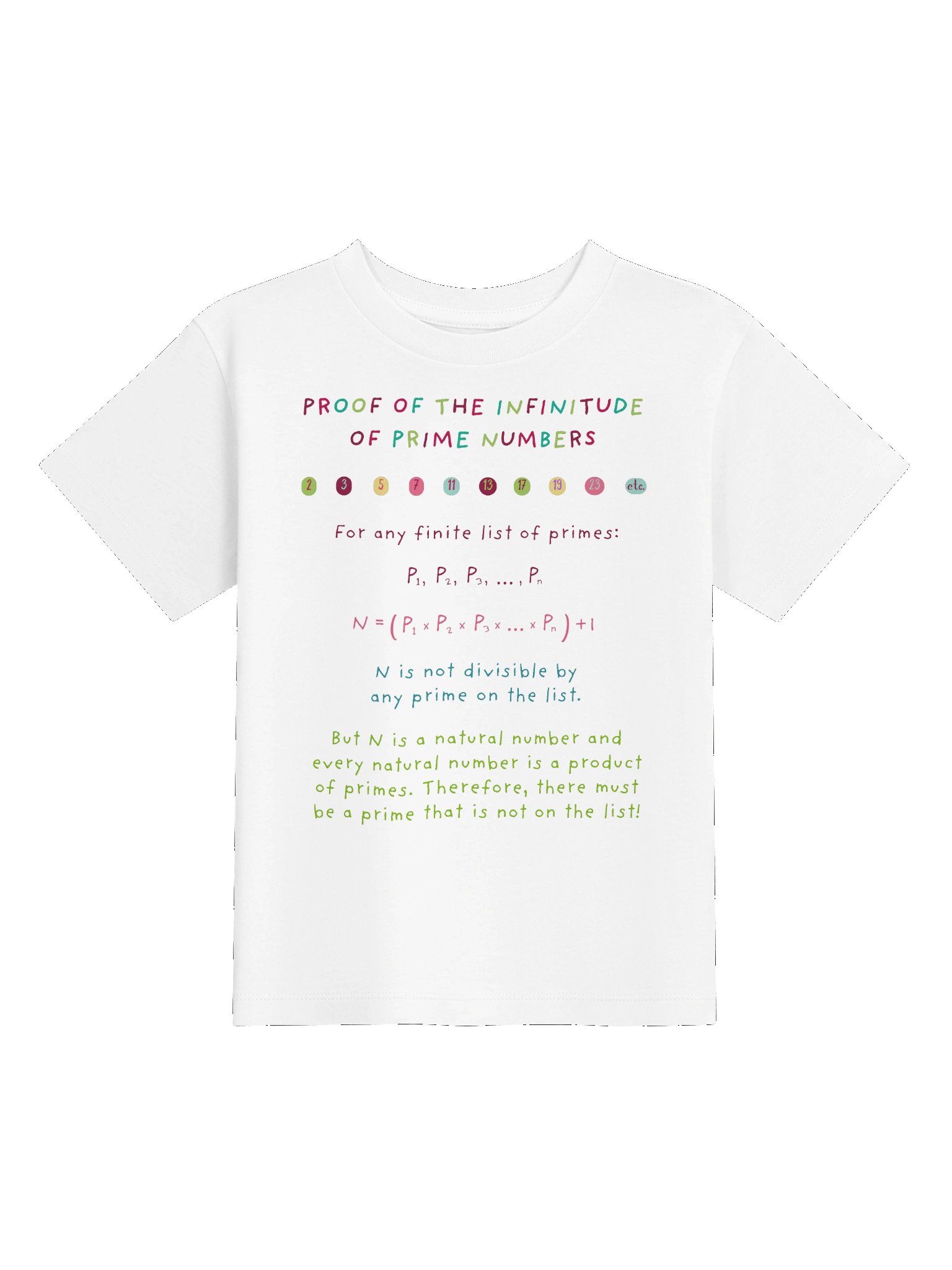 Infinite Primes Proof - Math Toddler T-Shirt in White product image (3)