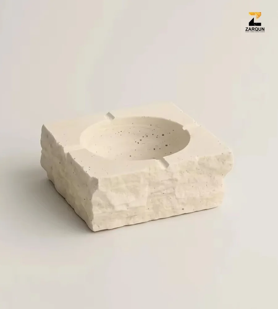 Handmade Vintage Beige Travertine Square Ashtray product image (3)