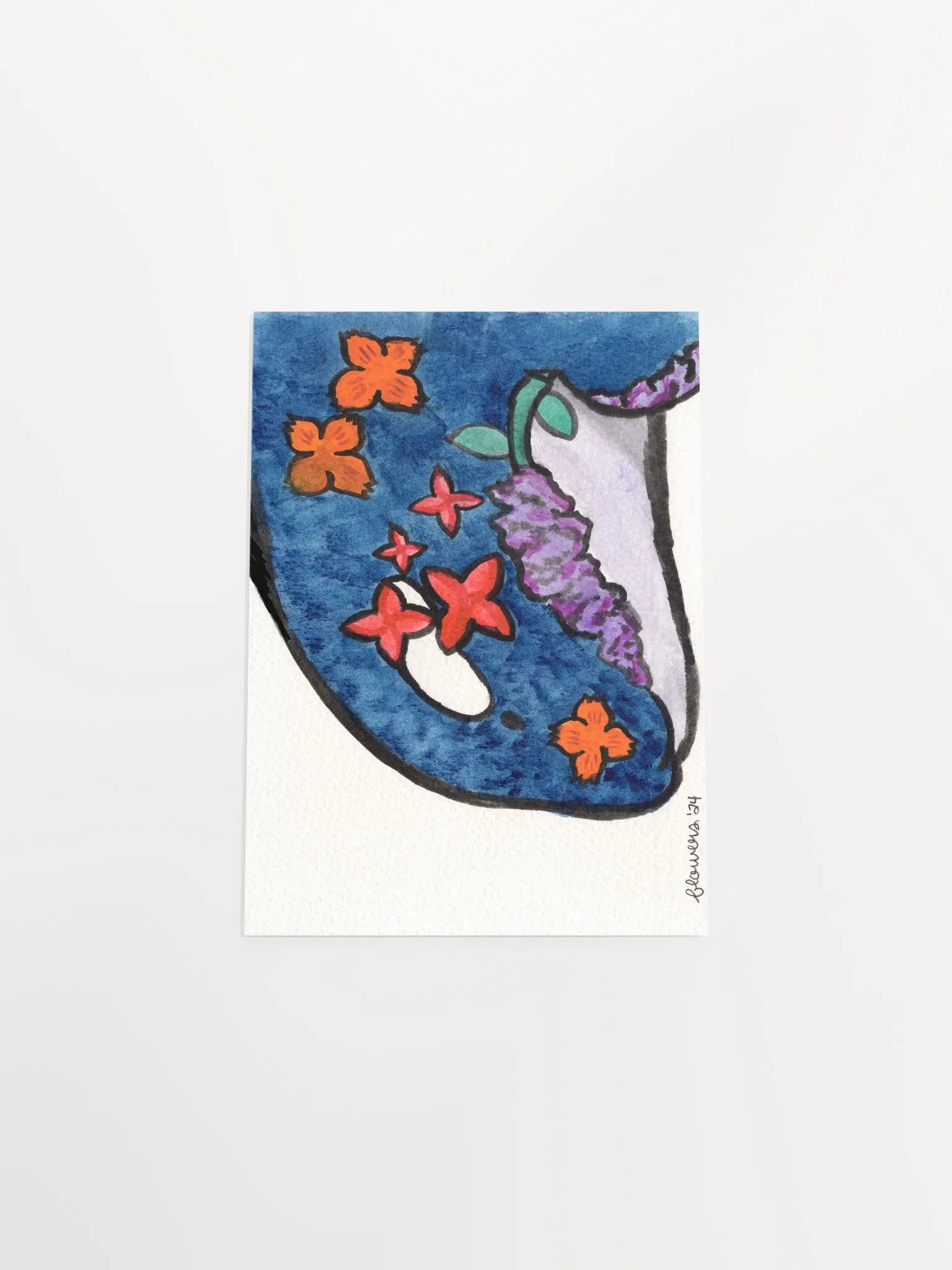 floral orca 04 - watercolour on paper - print product image (5)