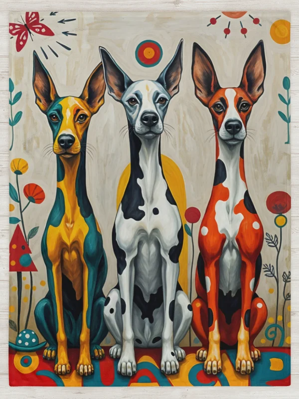 Three Good Dogs – Colorful Folk Art Throw Blanket product image (1)