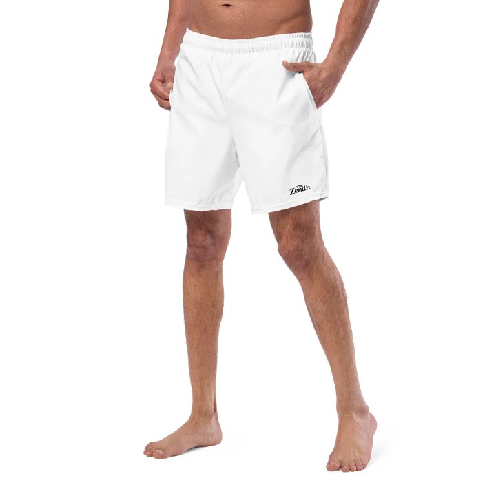 Zenith Eco-Friendly All-Over Print Swim Trunks - White Base, Recycled Polyester, Sizes 2XS-6XL product image (2)