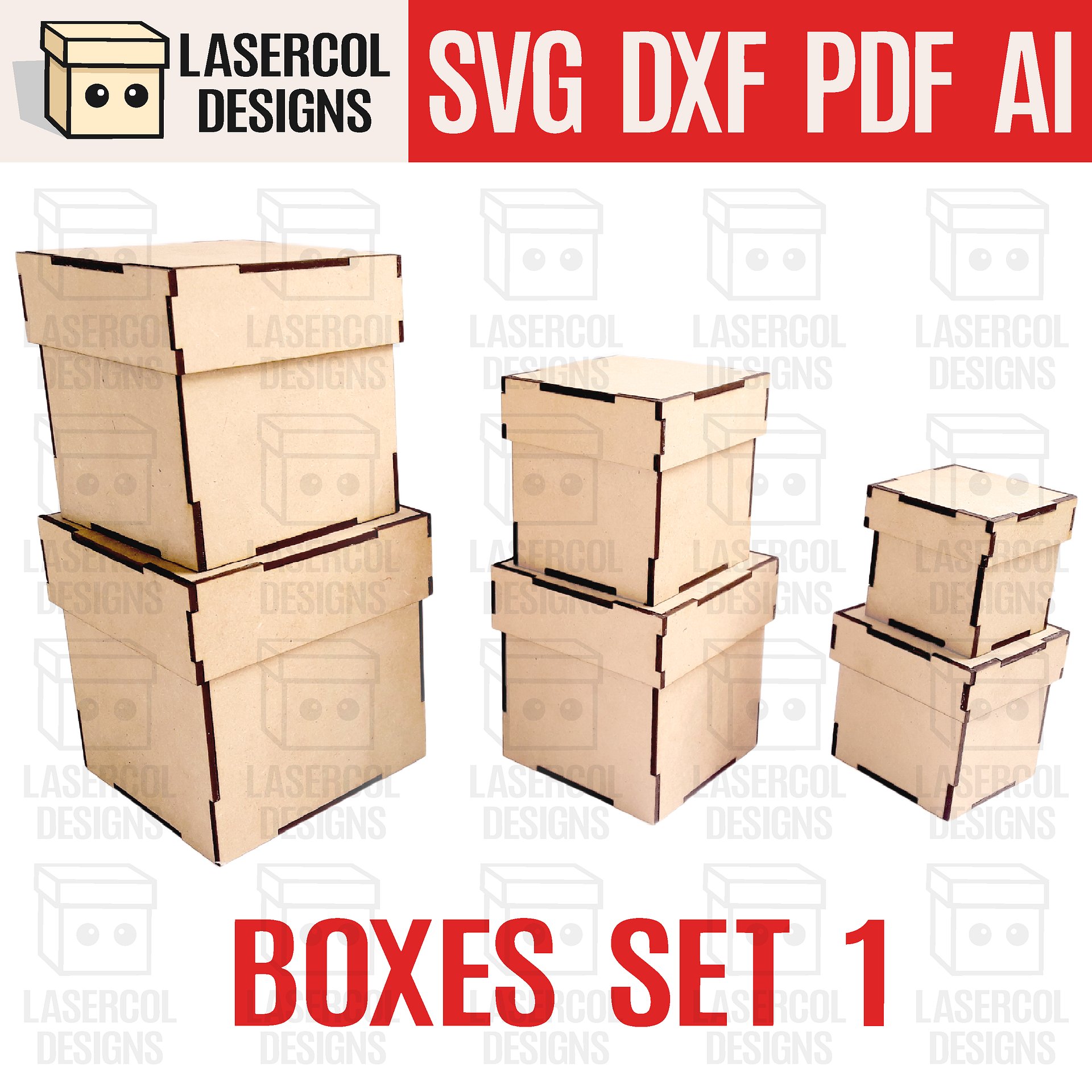 Boxes Bundle (Set 1-2-3-4-5-6-7-8) - Laser Cut Files product image (3)