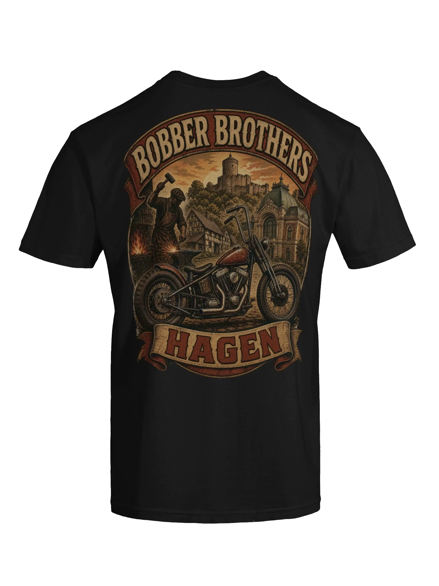 Hagen motorcycle t-shirt design by Bobber Brothers