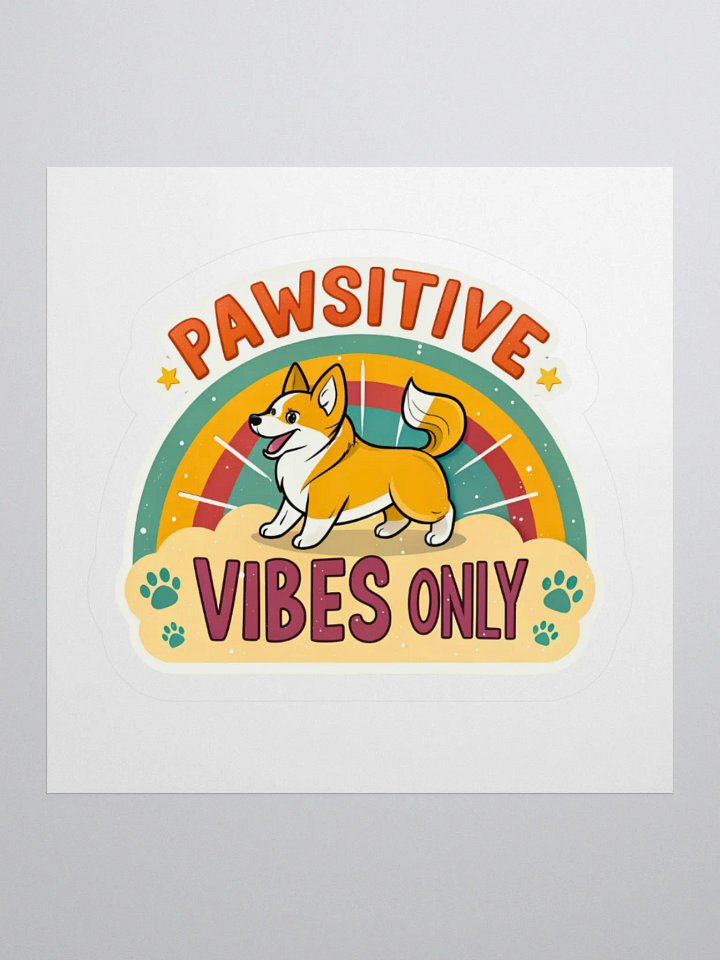 Pawsitive Vibes Corgi Kiss Cut Stickers product image (1)