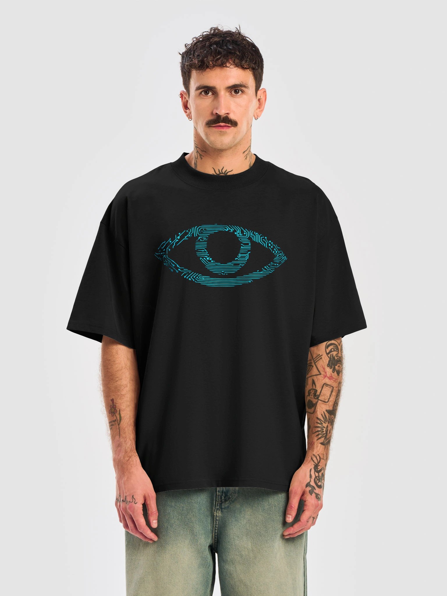 Blue Circuit Eye Oversized Tee product image (5)