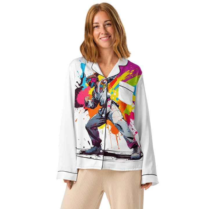 All-Over Print Women's Long Sleeve Pajama Top ( D_0144_Color Kick Taekwondo Boy of the Streets ) product image (1)