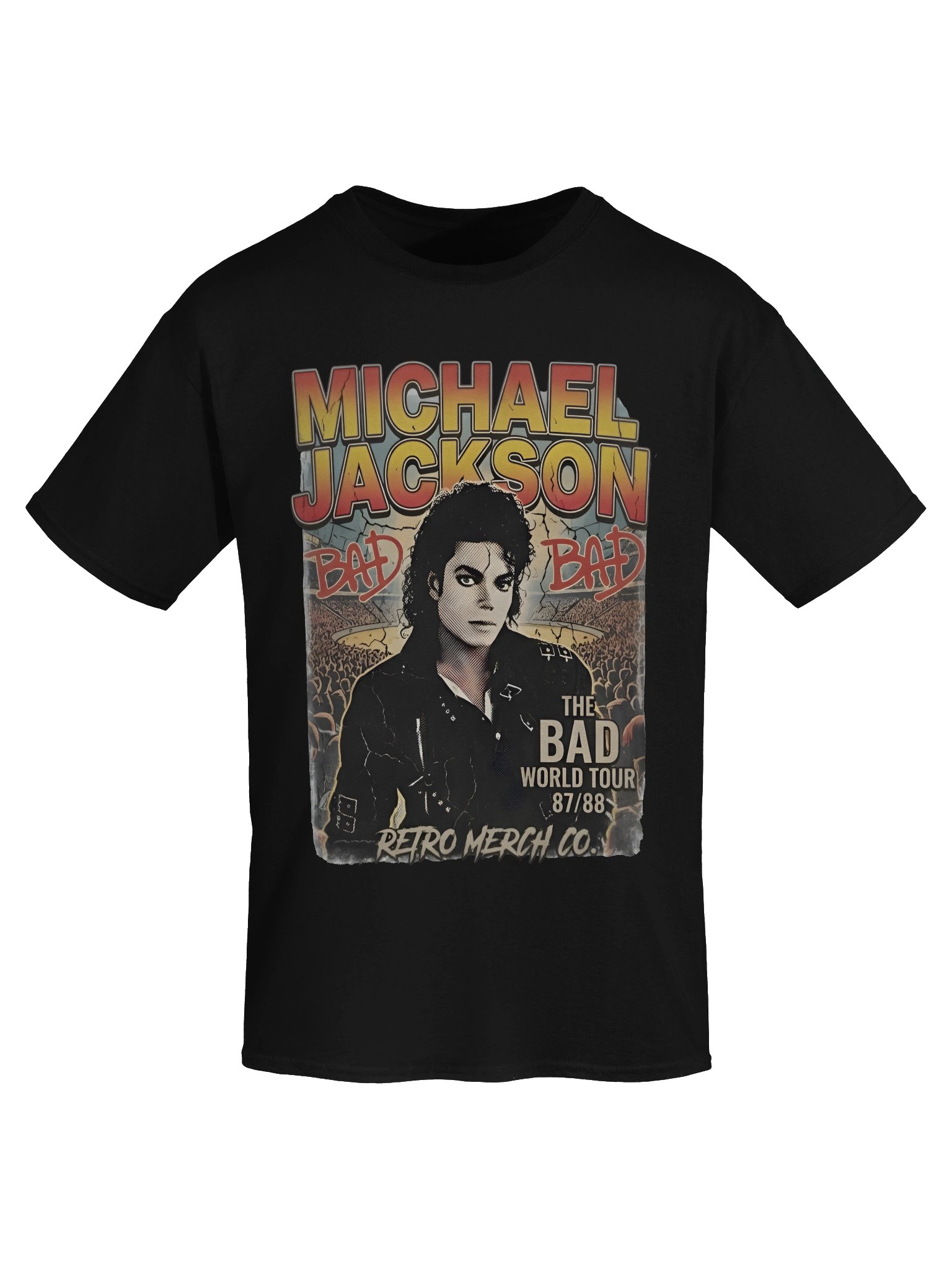 Vintage Michael Jackson Bad World Tour T-Shirt. Retro 2-Sided 