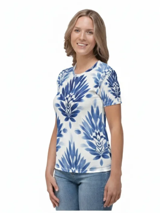 Blue Feathers All-Over Print Women's Tee product image (4)
