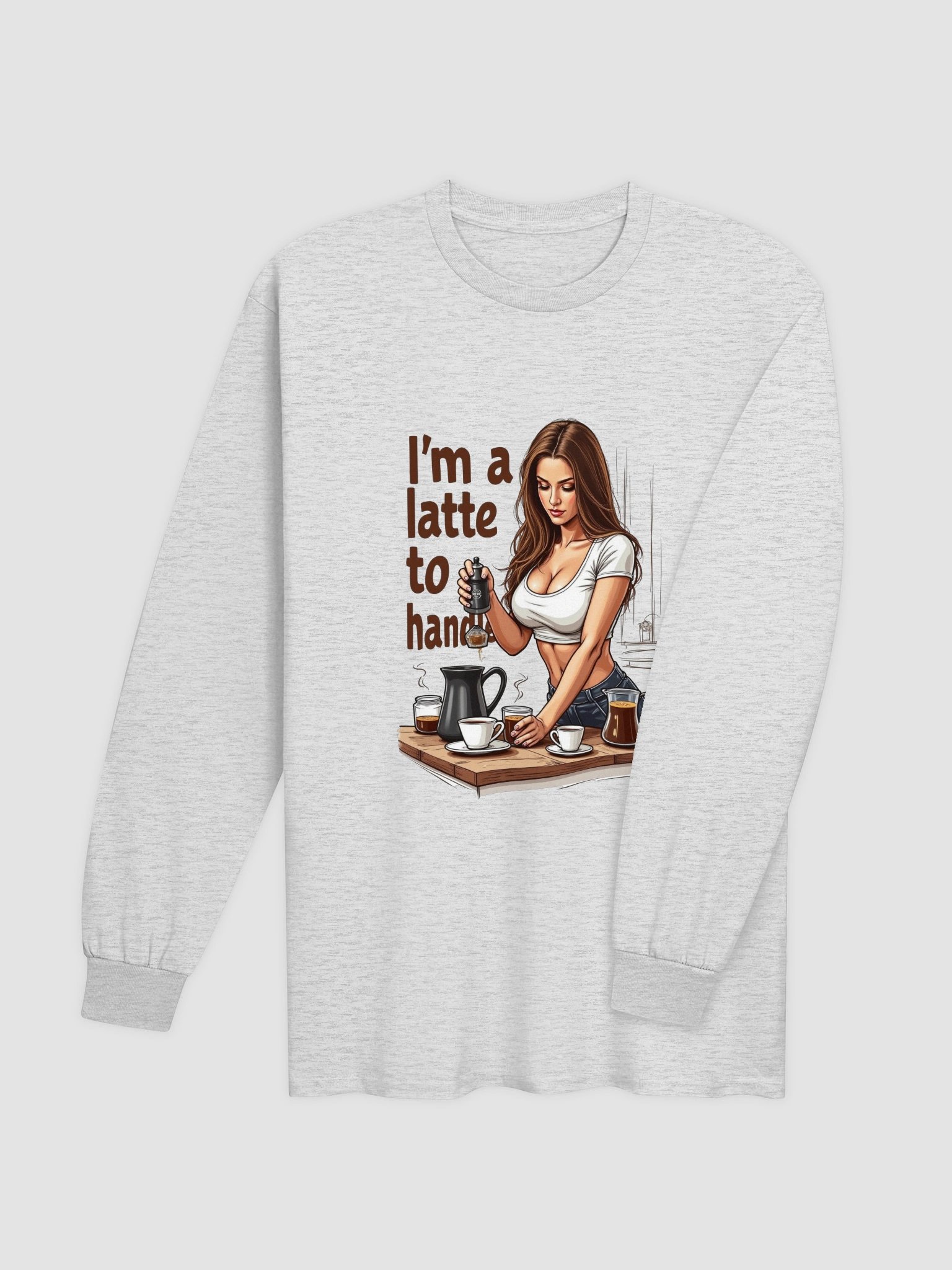 Latte to Handle Gildan Ultra Cotton Long Sleeve T-Shirt product image (24)