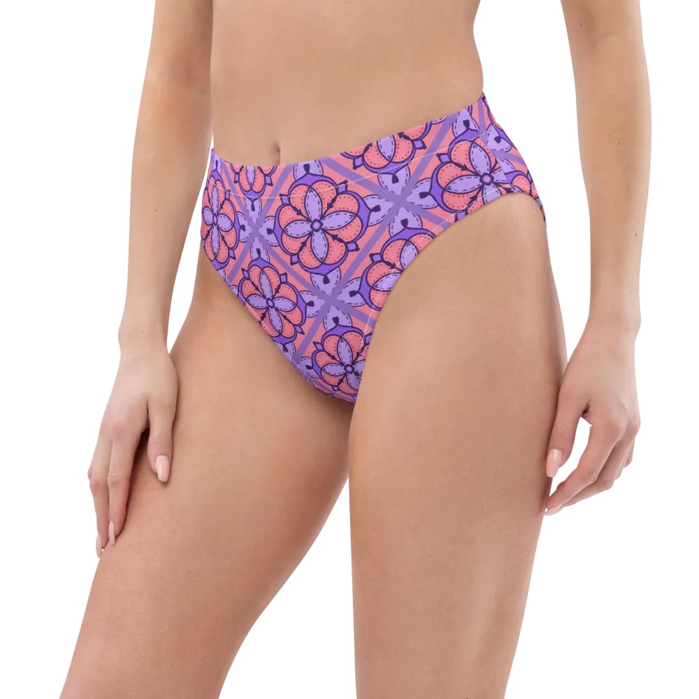 Peach and Lilac Symmetry Pattern High Waisted Bikini Bottom product image (7)