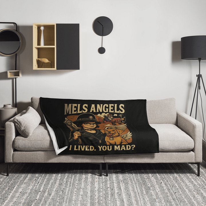 Mel’s Angels “I Lived. You Mad?” Throw Blanket product image (1)