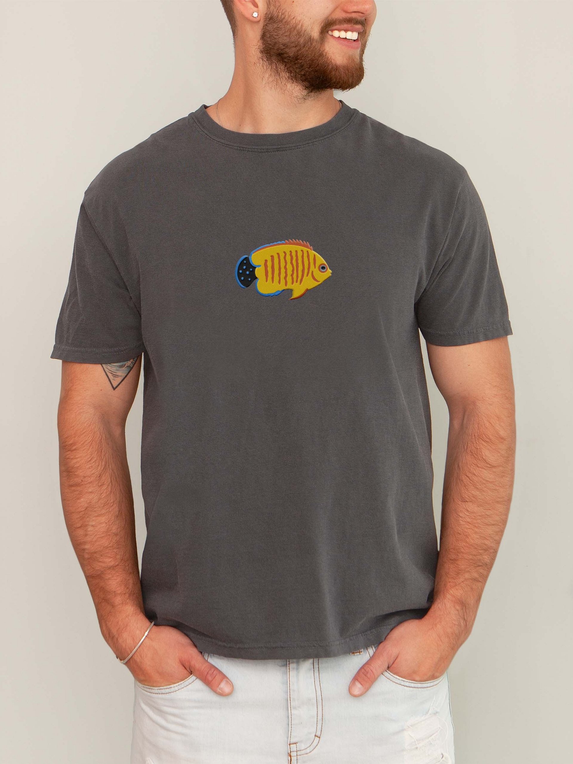 Hybrid Eibli Angelfish Embroidered Premium Shirt | Saltwater Reef Aquarium Fish & Marine Life Apparel product image (2)