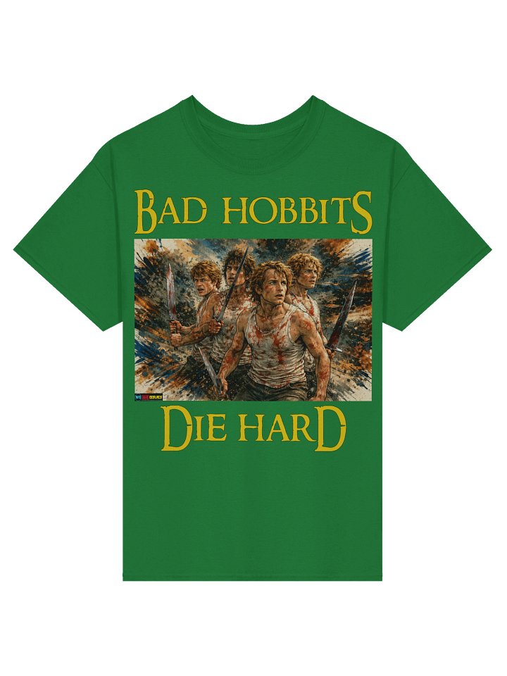 Lord Of The Rings inspired Bad Hobbits Die Hard Poster T-Shirt product image (5)