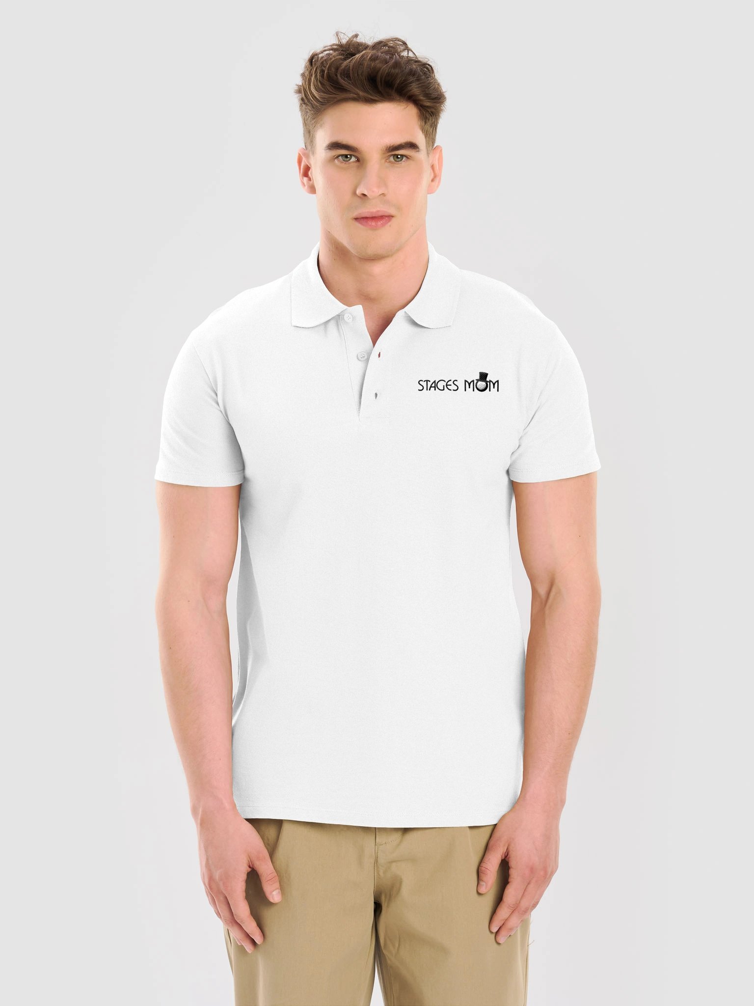 Unisex Light Polo Shirt - Black Embroidered "Stages Mom" product image (25)