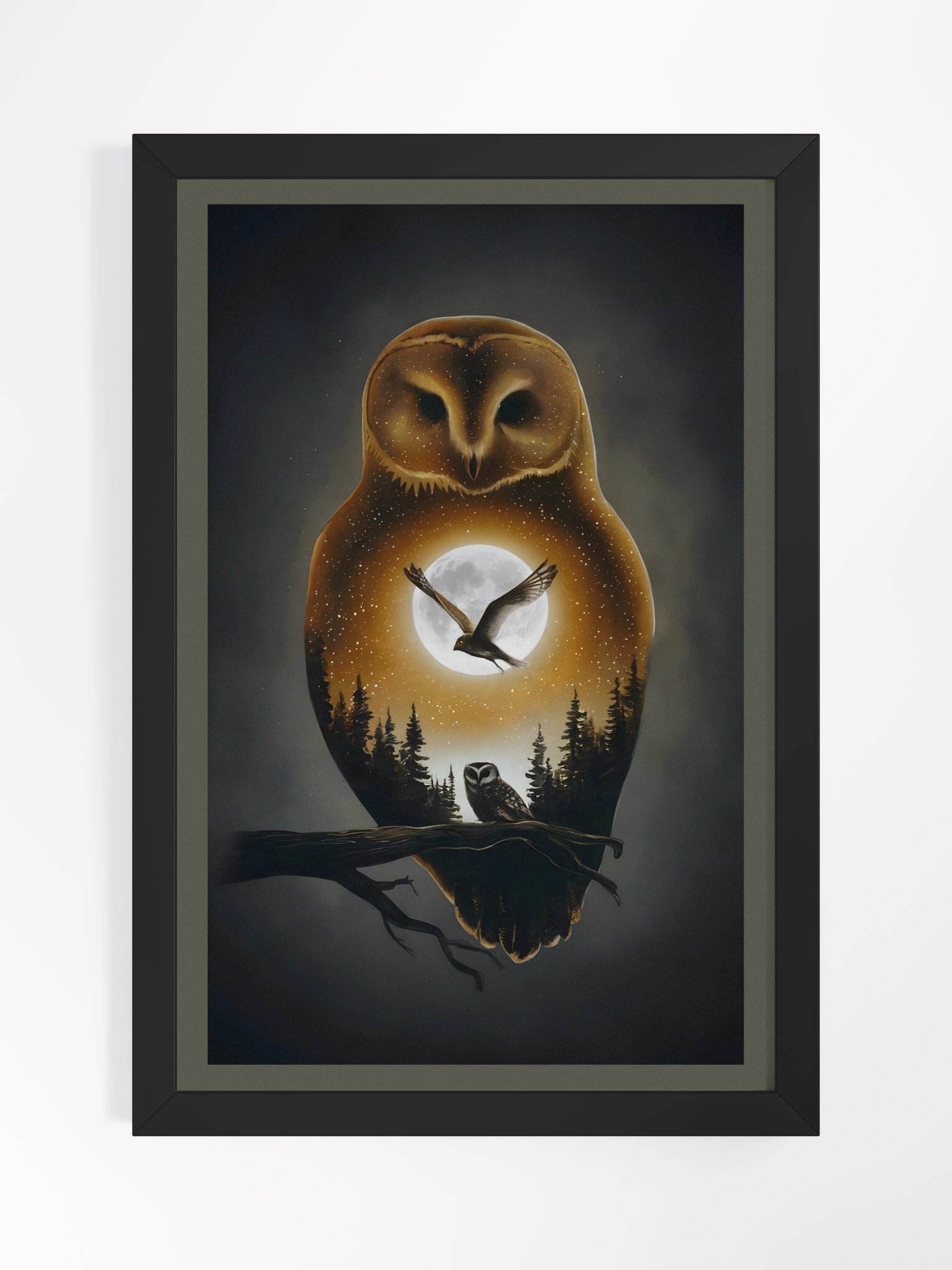 The Owl Within the Moonlight - Framed - Owl & Moon Wall Art Print product image (1)