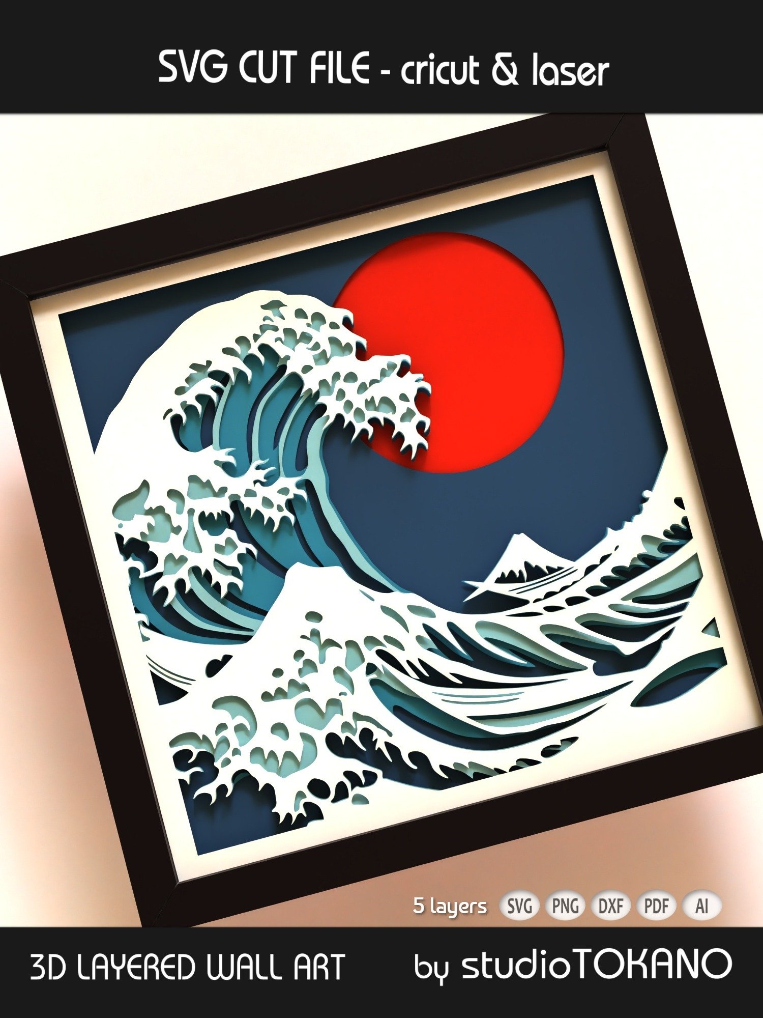 Great Wave Shadow box SVG product image (7)