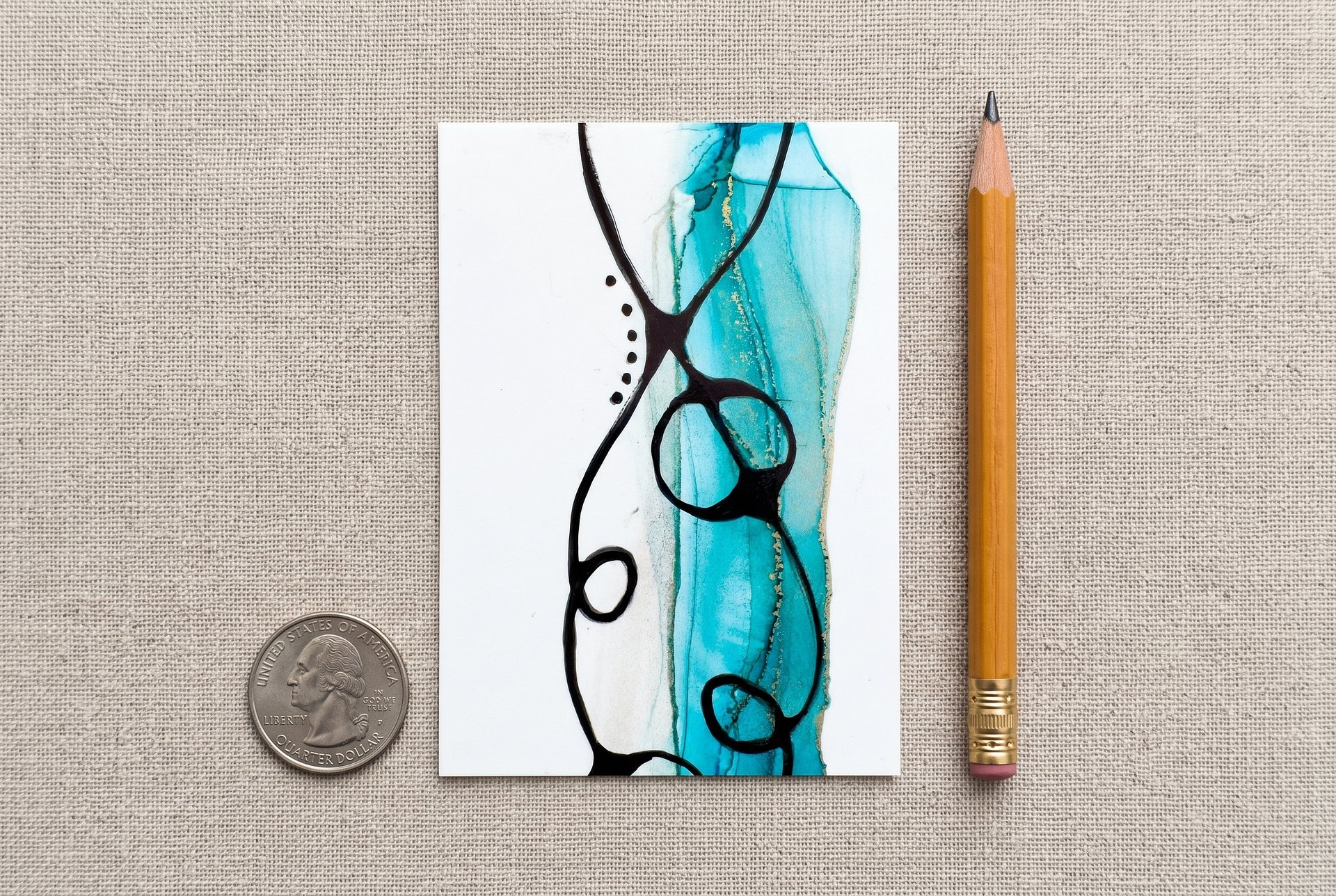 Tether I | Original ACEO Art Card (2.5" x 3.5") | Miniature Abstract Alcohol Ink Painting | product image (3)
