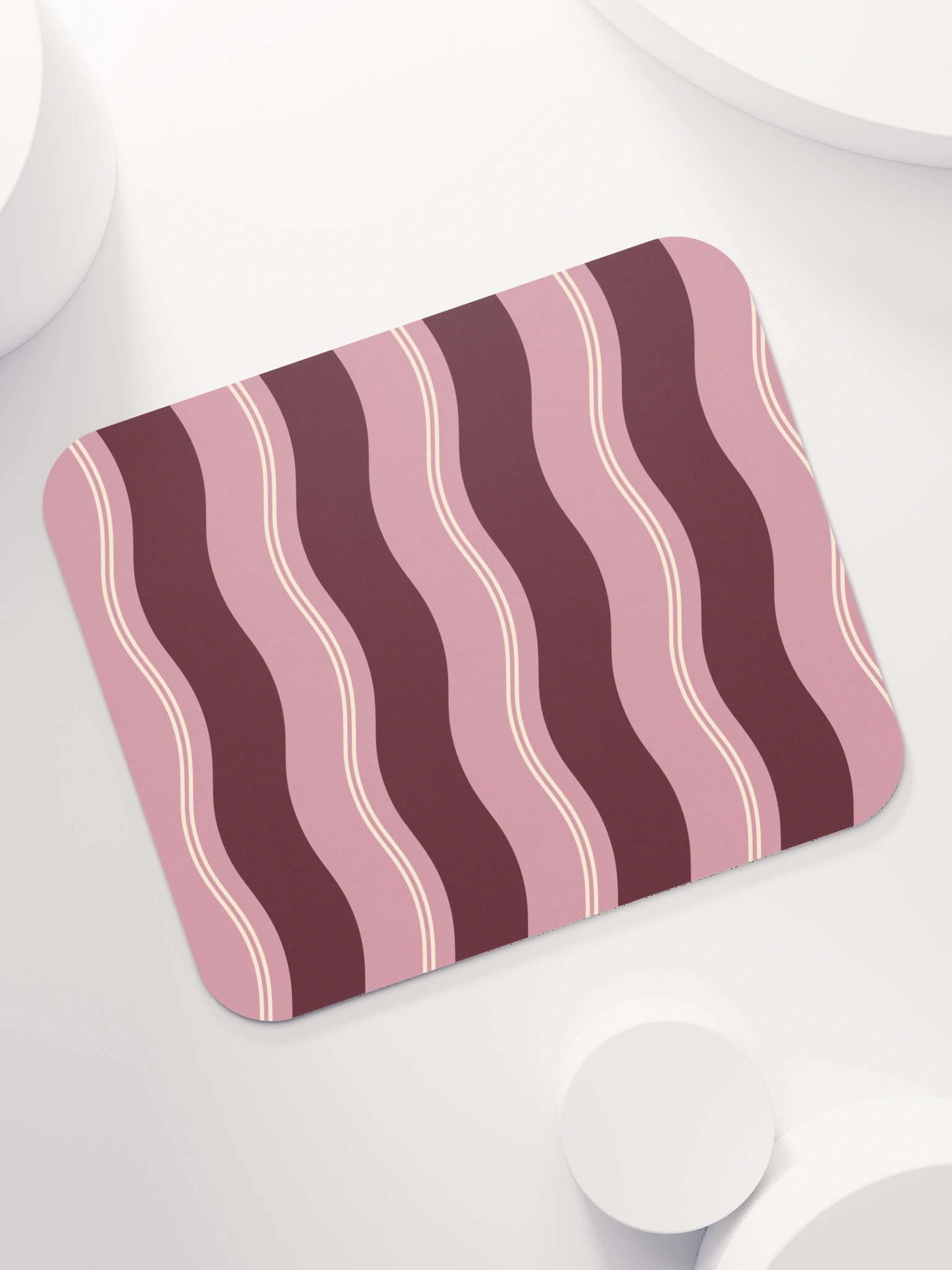 Rose Ribbon Gaming Mouse Pad — Pink & Burgundy Stripes product image (7)