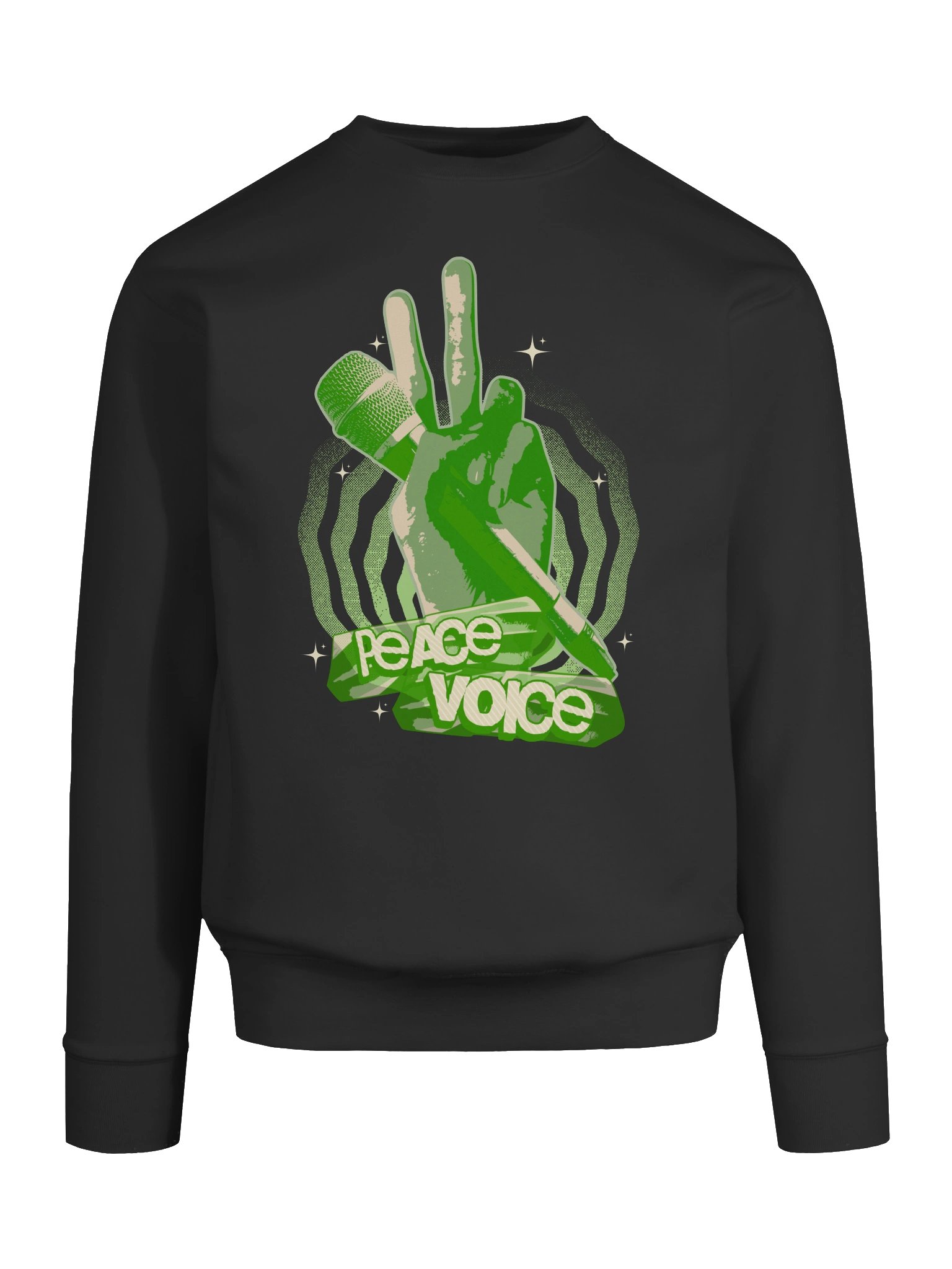 Peace Voice Sweatshirt - Hip Hop Microphone Hand Sign Sweatshirt | green design| Music Lover Rap Tee product image (8)