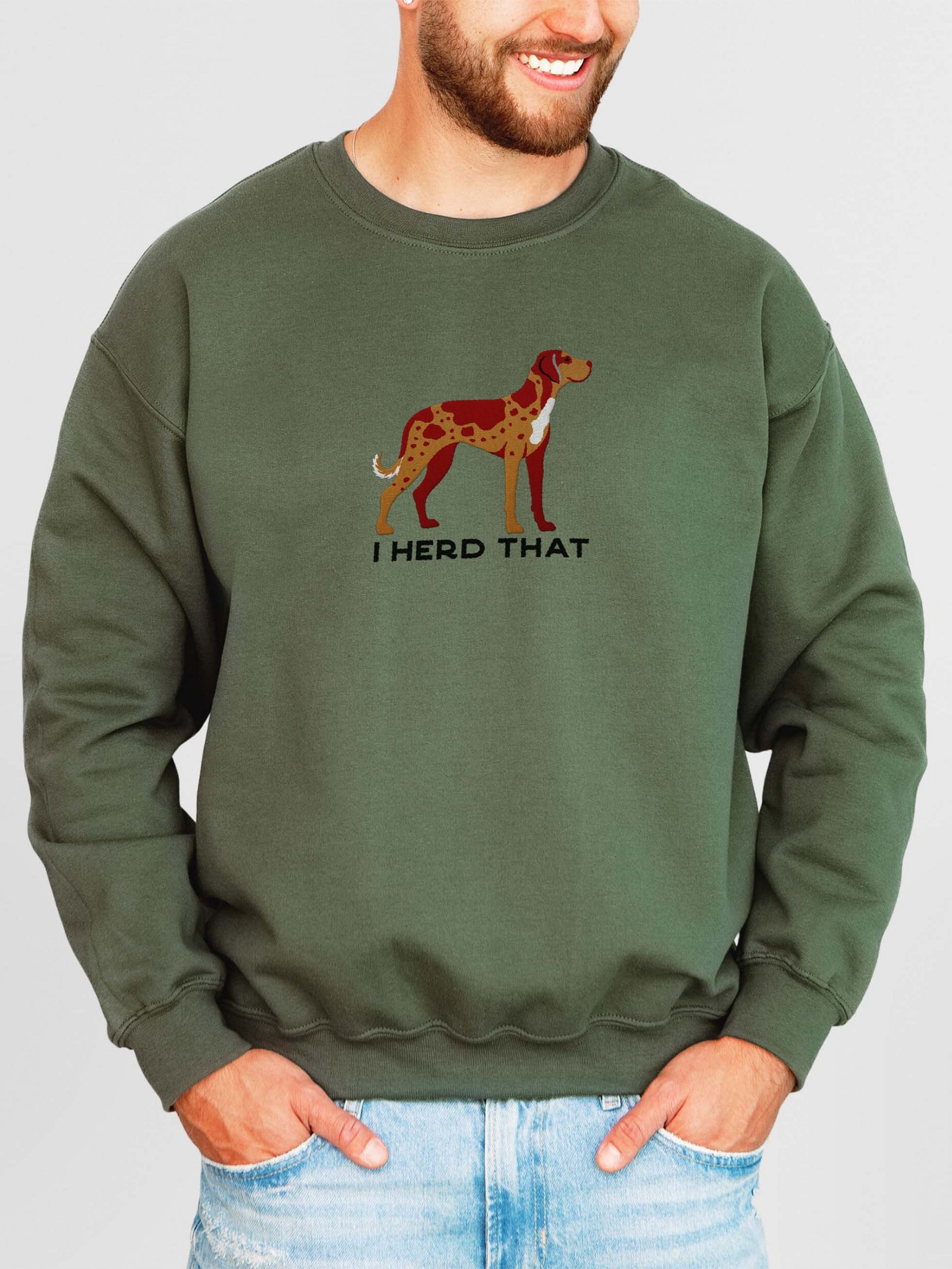 I Herd That Sweatshirt (Embroidered) of a Catahoula Leopard Dog(Red Leopard) product image (2)