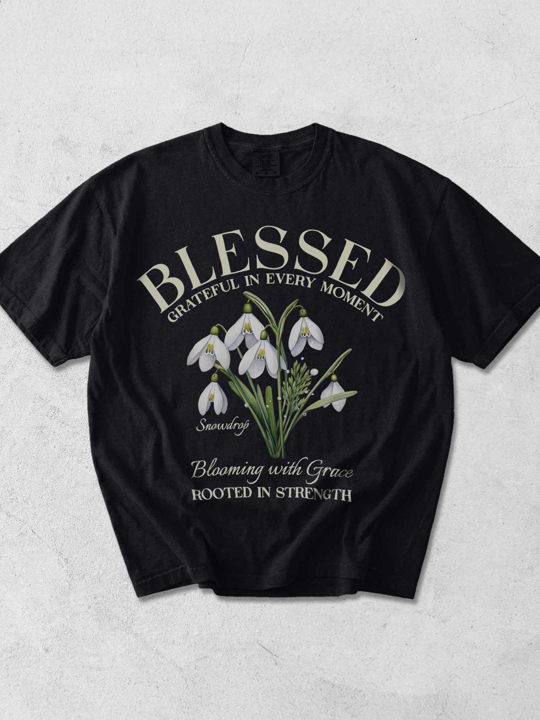 January Blessed Snowdrop Flower Shirt – Blooming with Grace, Rooted in Strength Graphic Tee product image (1)