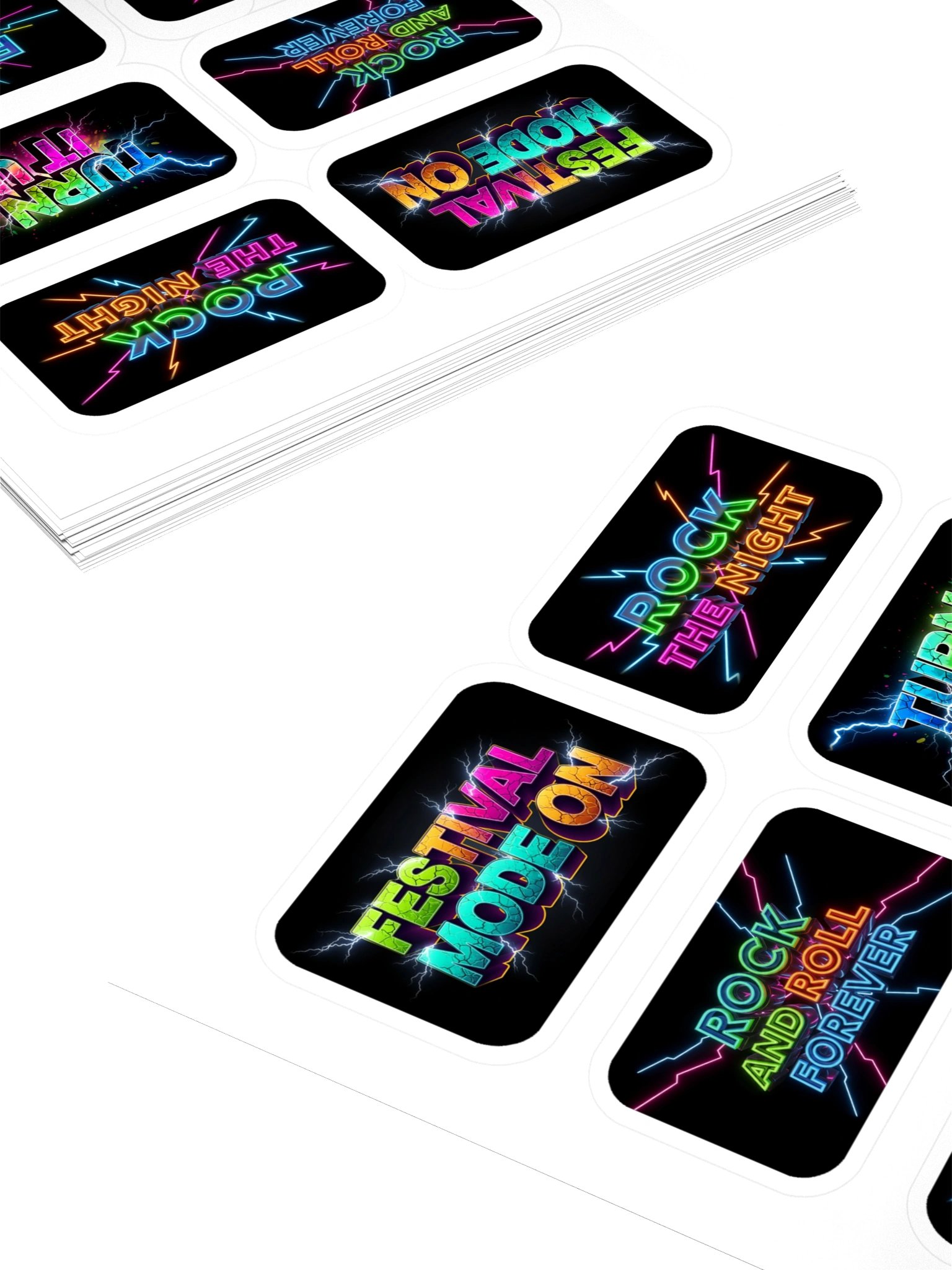 Neon Rock Festival Kiss Cut Black Stickers Set product image (4)