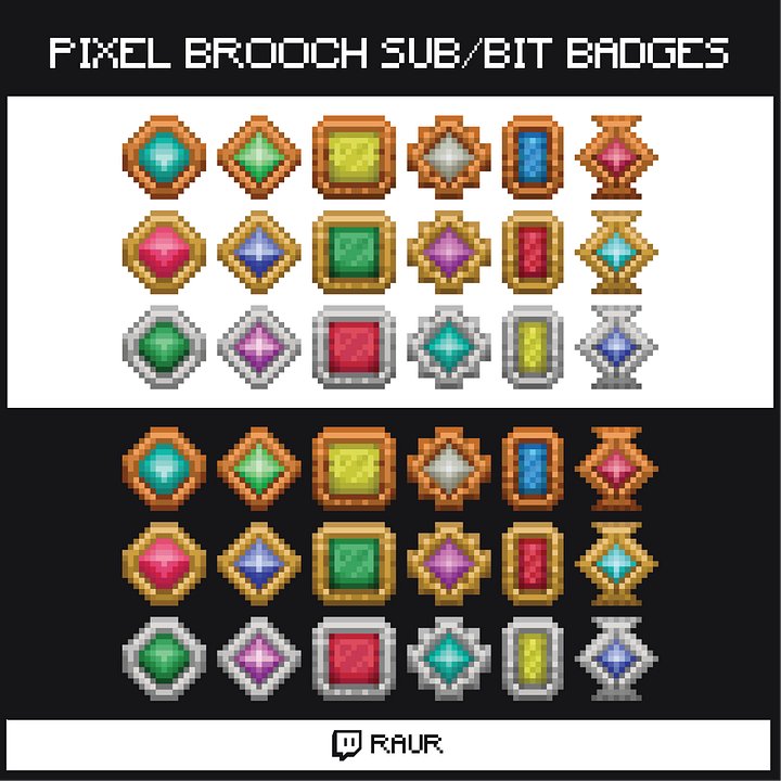 Twitch Pixel Brooches - Sub/Bit Badges product image (1)