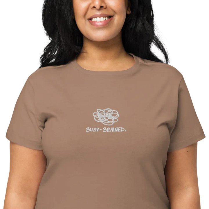 BUSY-BRAINED (white) embroidered waist length t-shirt product image (12)