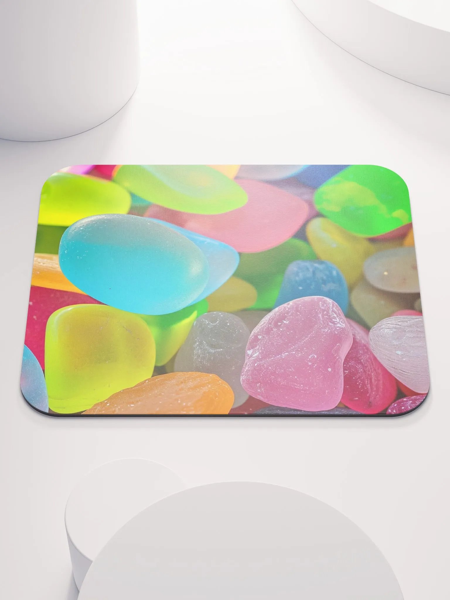 Bright Neon Sea Glass Mouse Pad - Coastal Vibes product image (1)